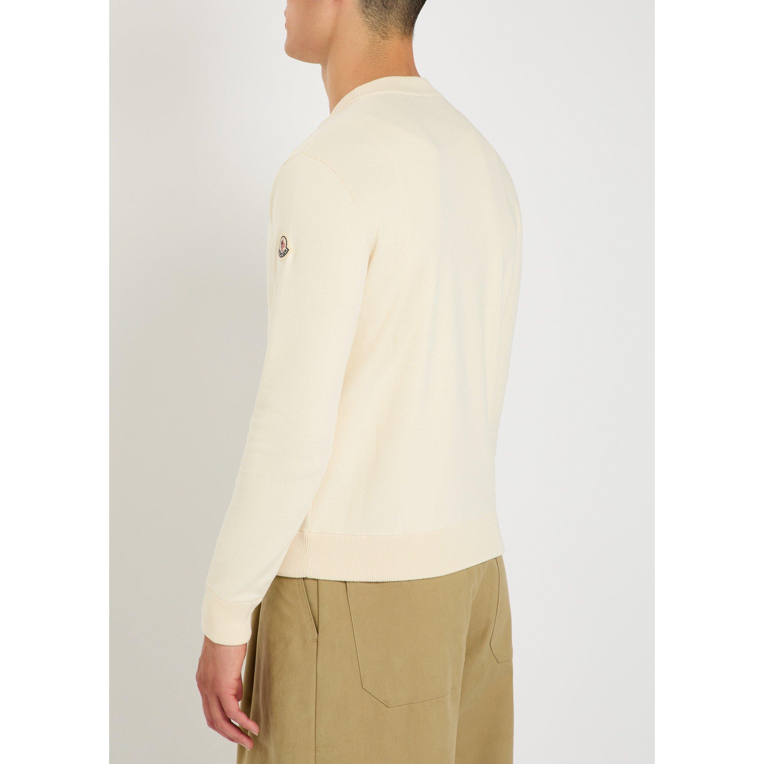 CREAM - Moncler - Men's Cotton Slim-Fit Crew-Neck Jumper - 3