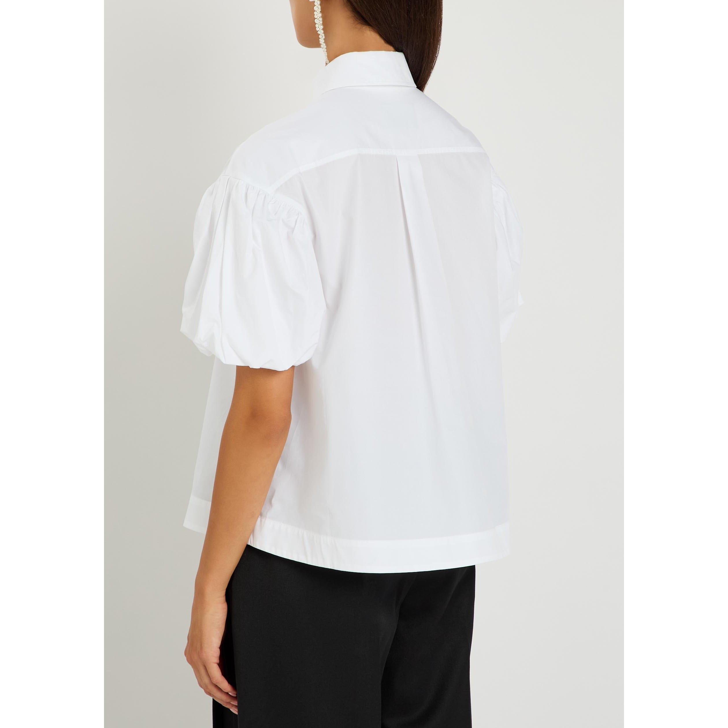 WHITE - Simone Rocha - Women's Floral Cotton Puff-Sleeve Top - 3