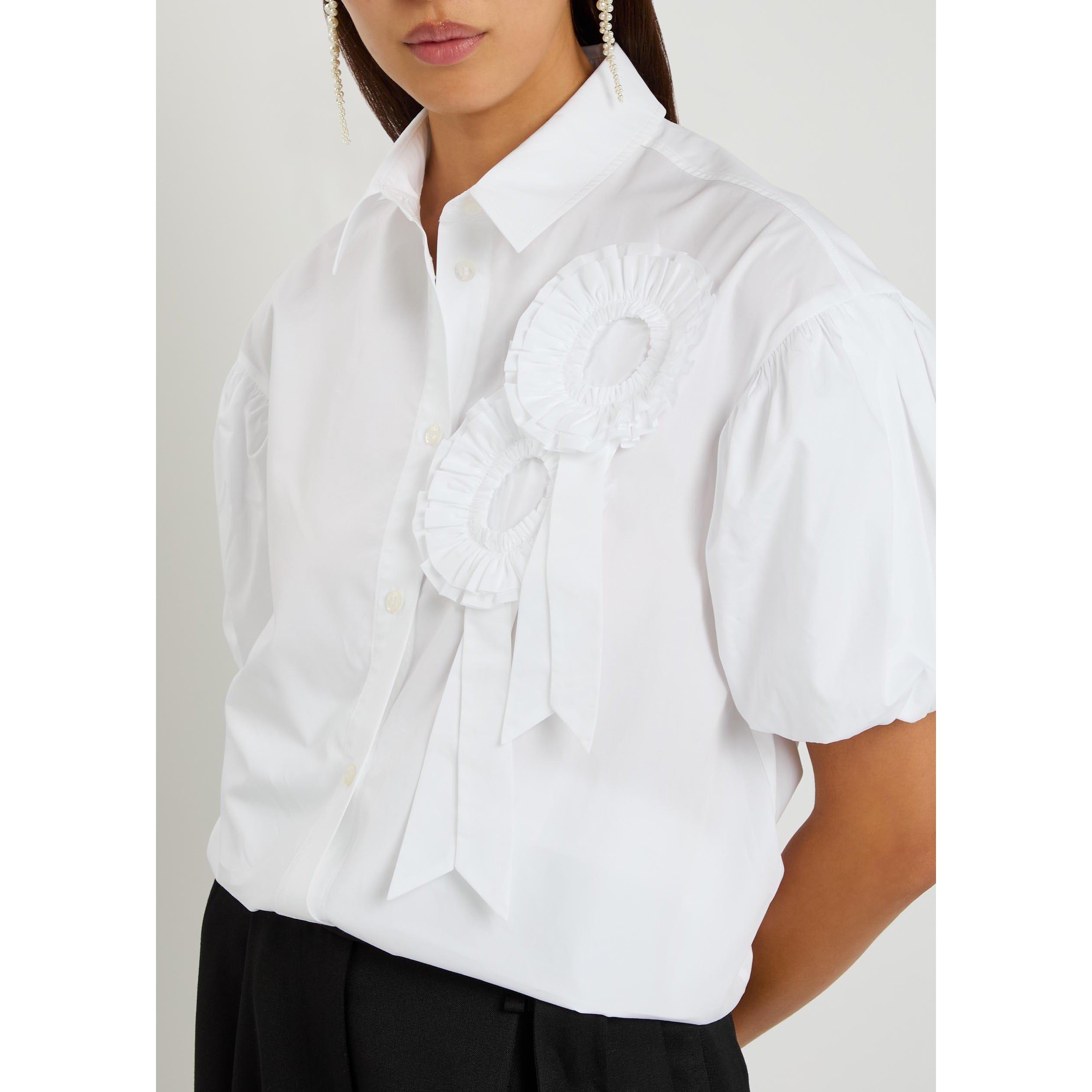 WHITE - Simone Rocha - Women's Floral Cotton Puff-Sleeve Top - 4