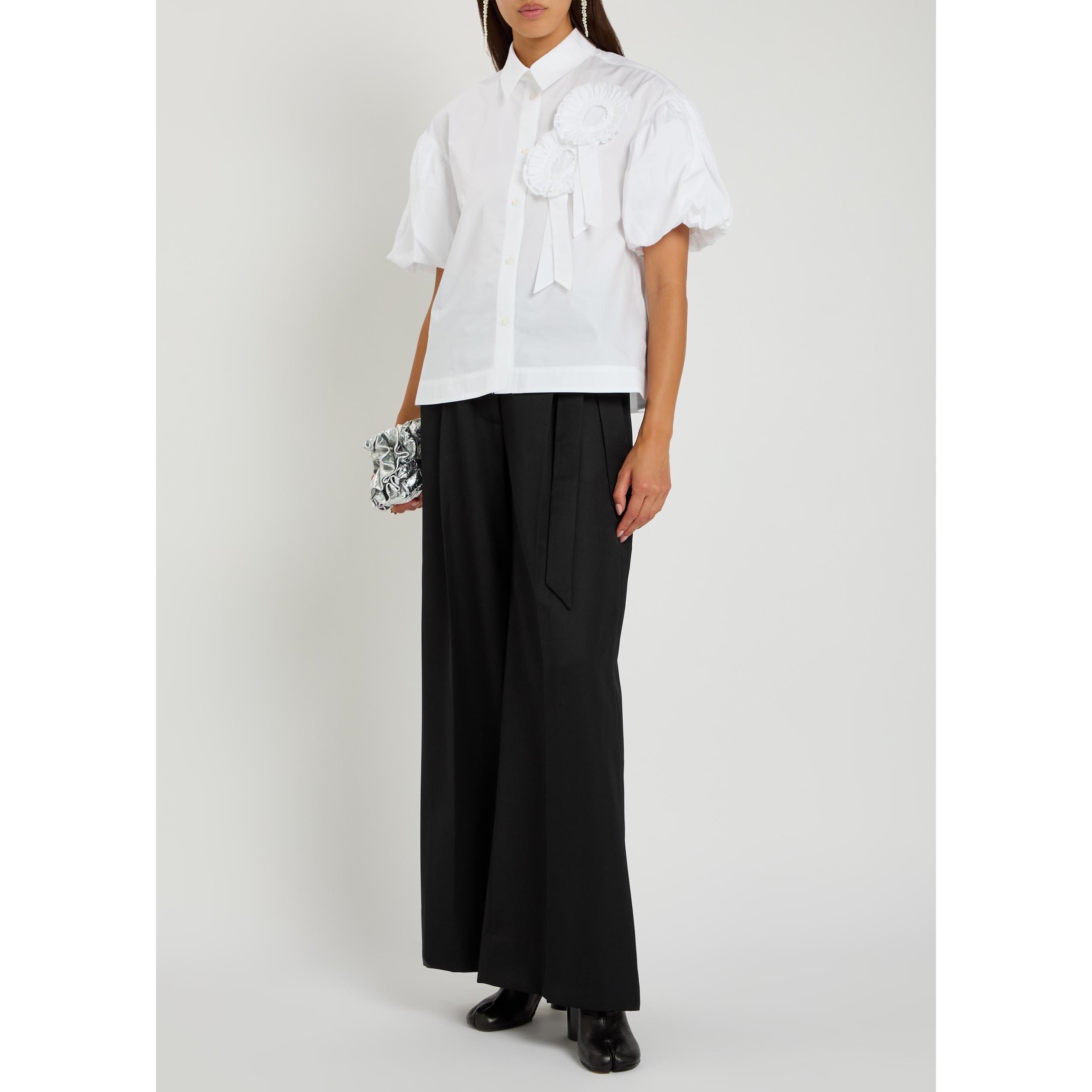 WHITE - Simone Rocha - Women's Floral Cotton Puff-Sleeve Top - 5