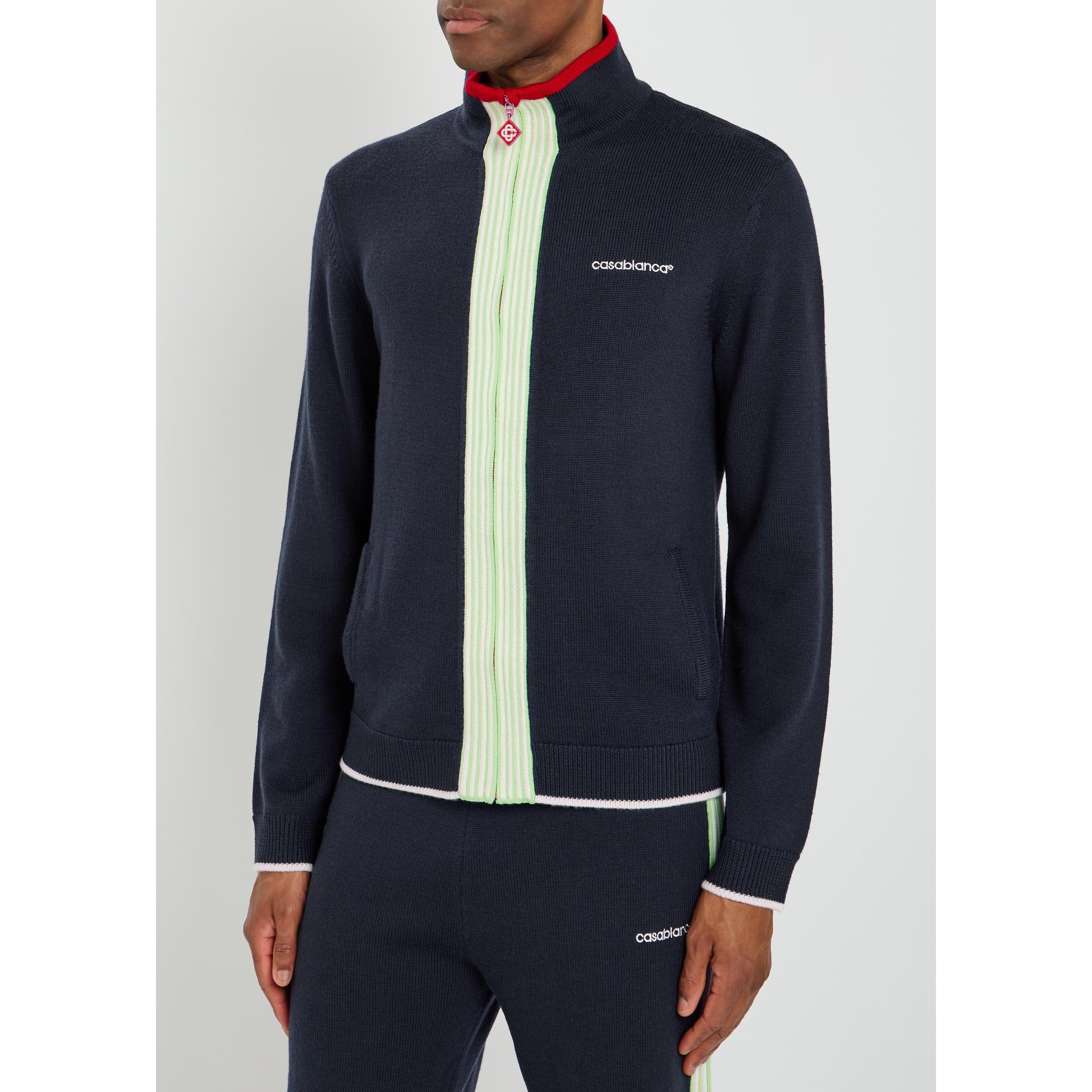 NAVY - Casablanca - Men's Merino Wool Track Jacket - 2