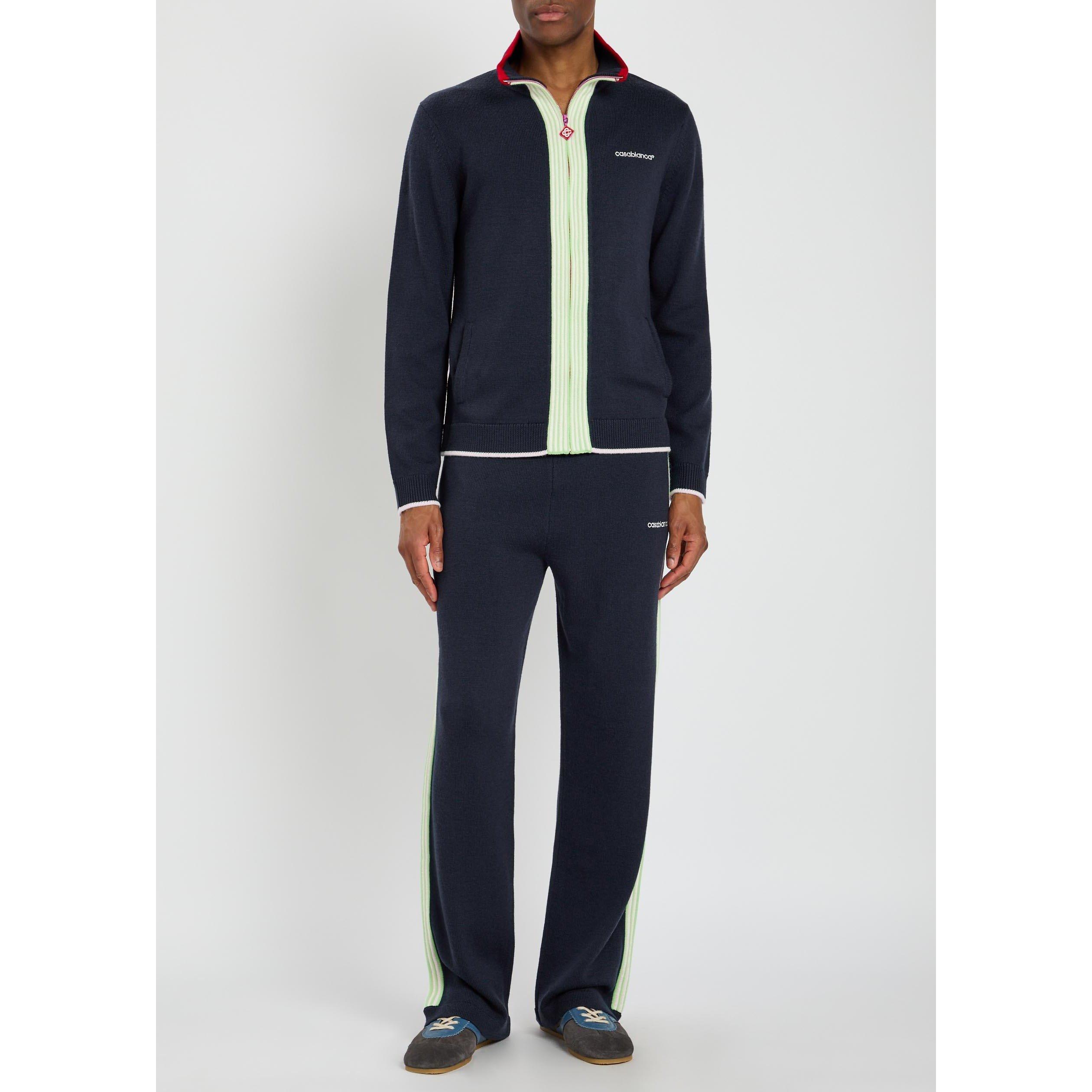 NAVY - Casablanca - Men's Merino Wool Track Jacket - 5
