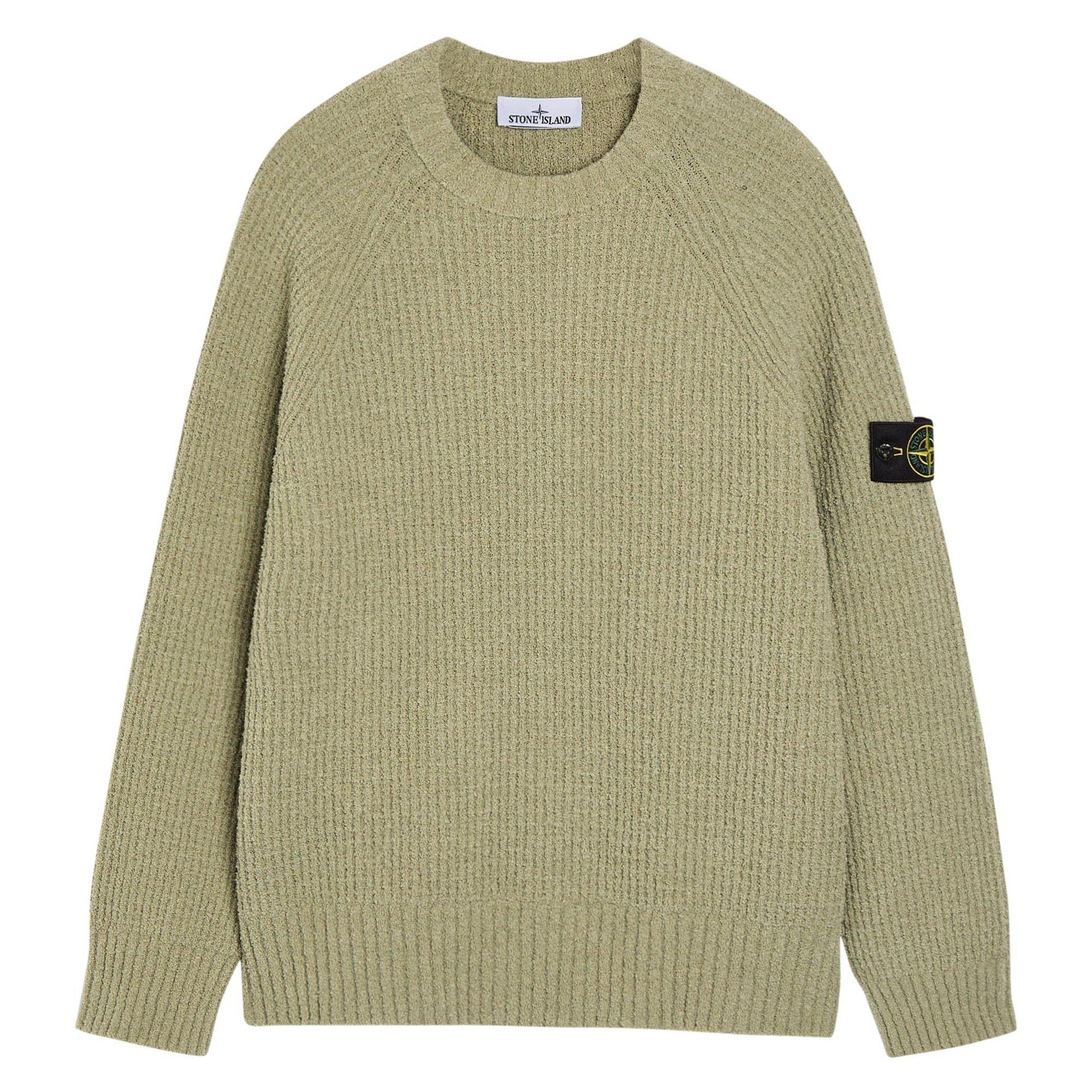 GREEN LIGHT - Stone Island - Men's Bouclé Cotton Relaxed-Fit Crew-Neck Jumper - 1