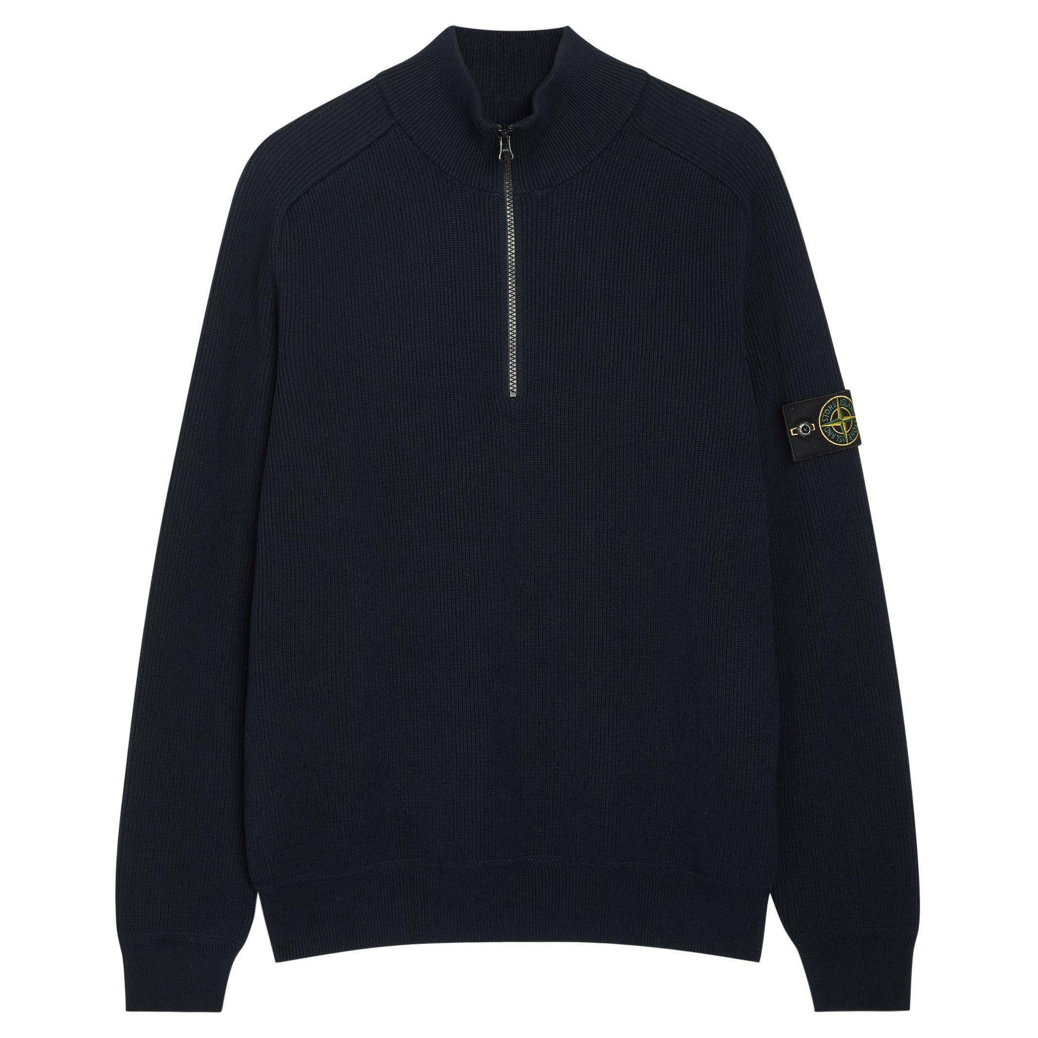 NAVY - Stone Island - SI KNIT HALF ZIP