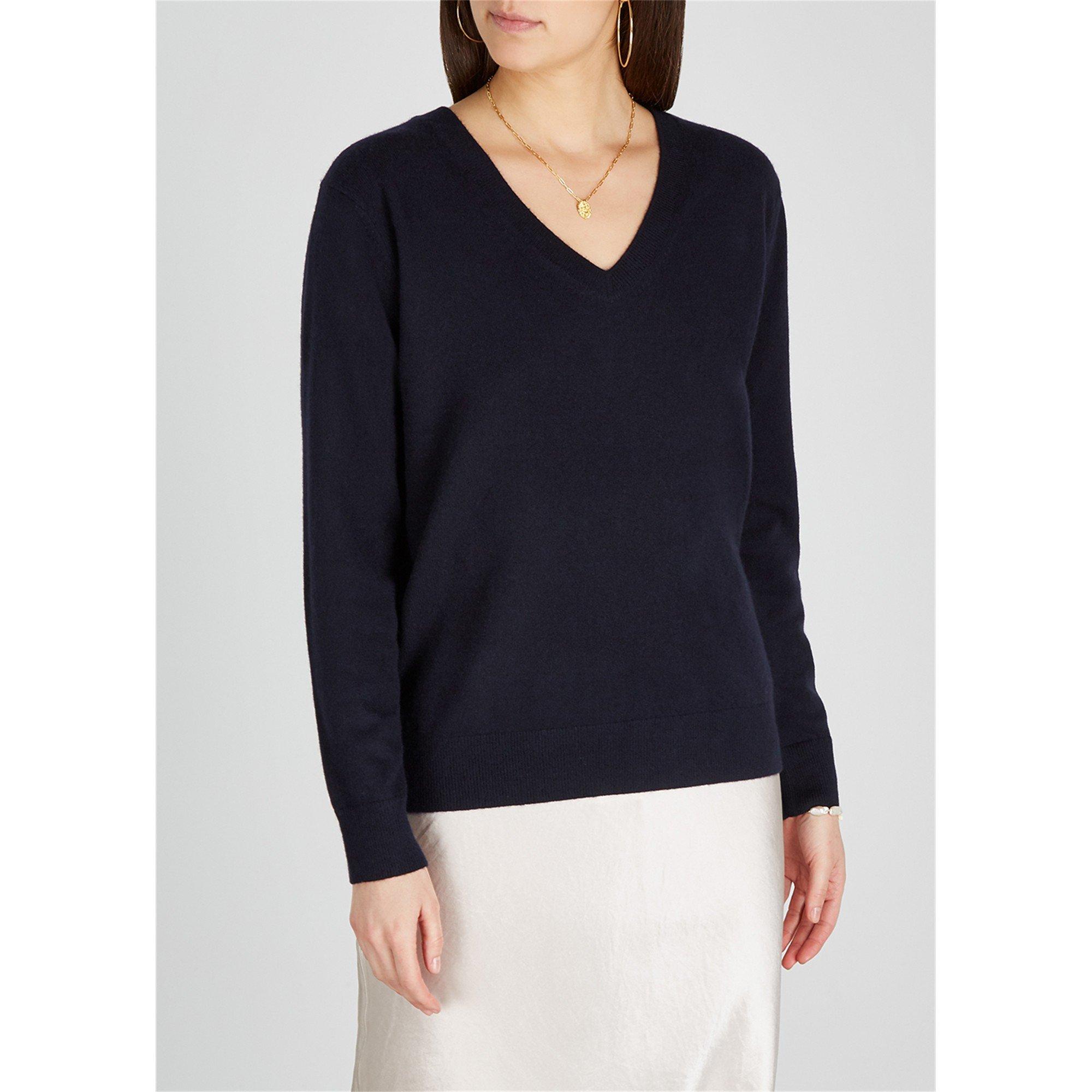 NAVY - Vince - Women's Week End Cashmere V-Neck Jumper - 2