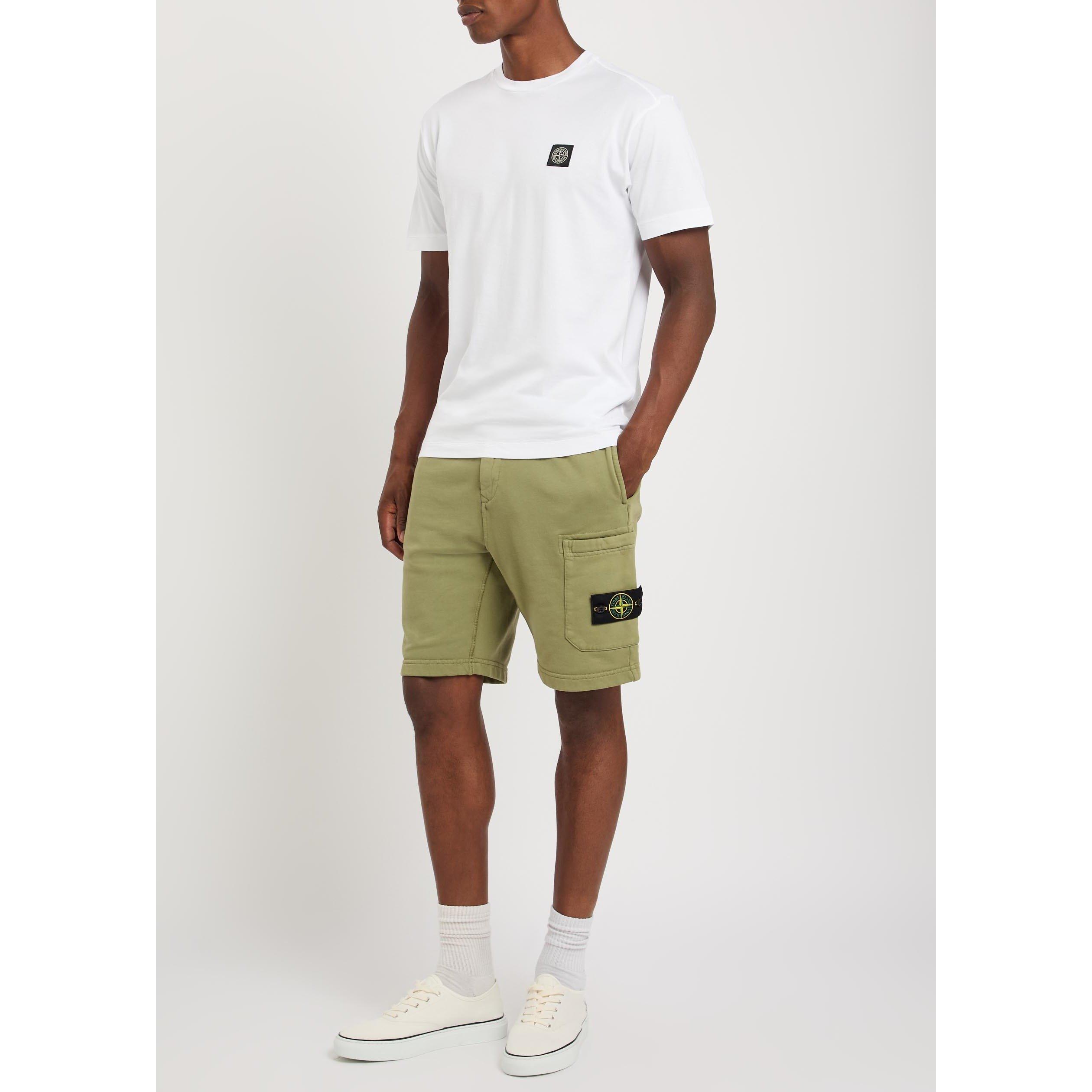 GREEN LIGHT - Stone Island - Men's Badge Cotton Jogger Shorts - 5
