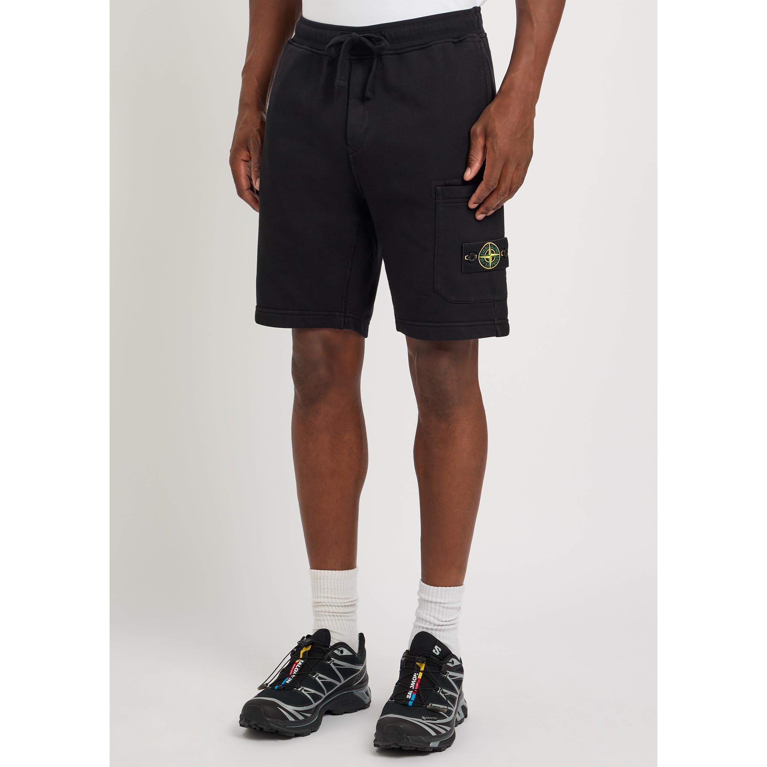 BLACK - Stone Island - Men's Badge Cotton Jogger Shorts - 2