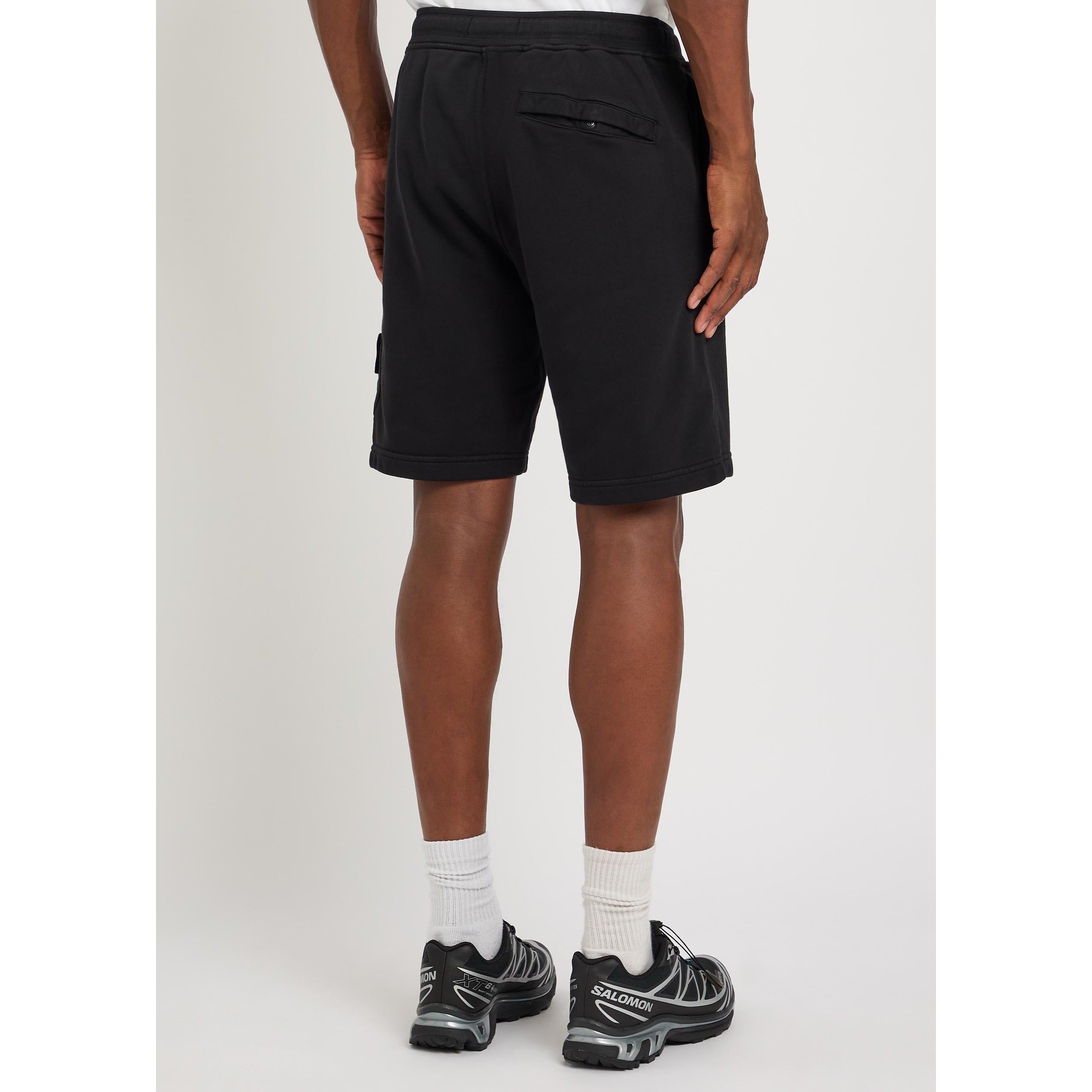 BLACK - Stone Island - Men's Badge Cotton Jogger Shorts - 3