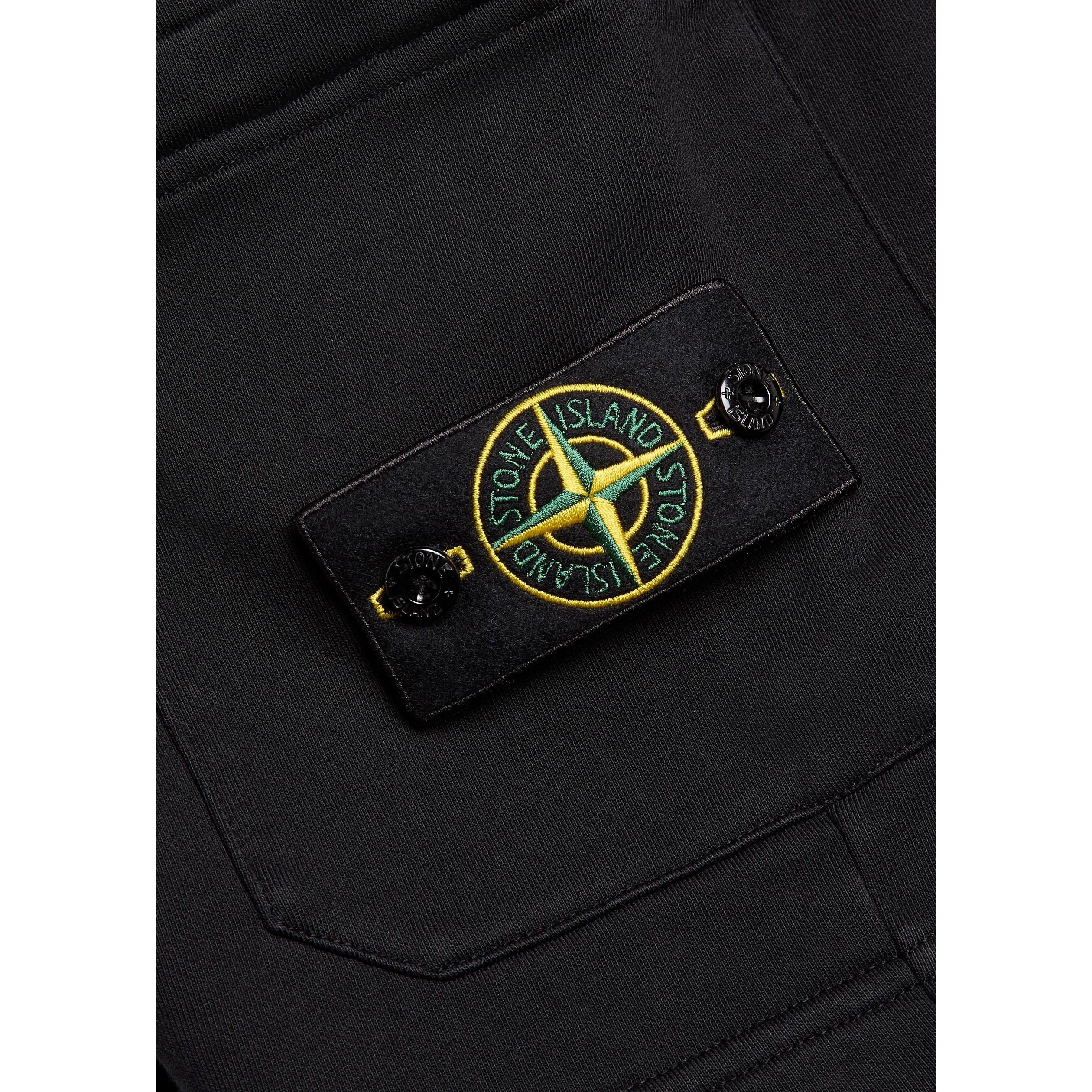 BLACK - Stone Island - Men's Badge Cotton Jogger Shorts - 4