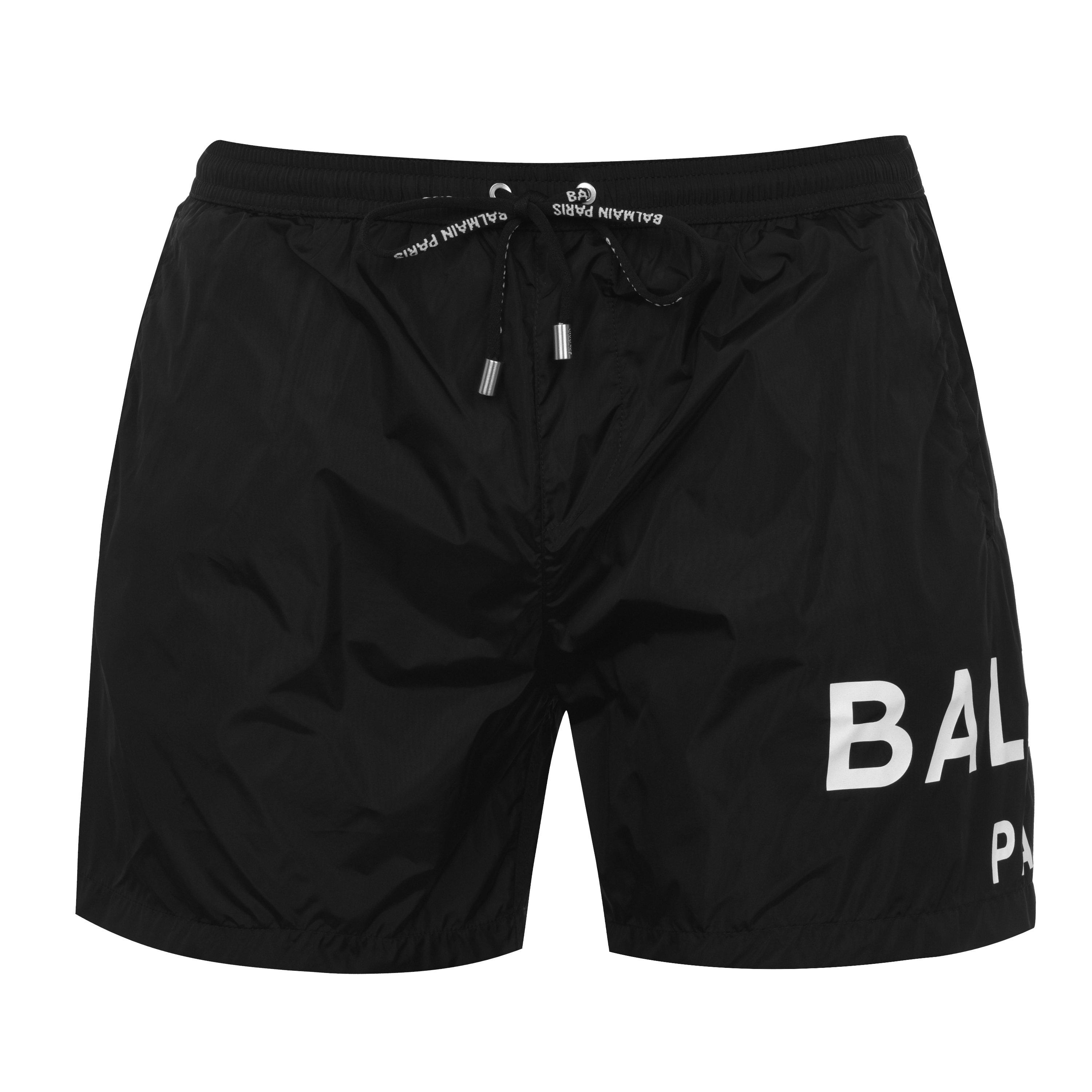 BLACK/WHITE - Balmain - Men's Logo Swim Shorts - 1