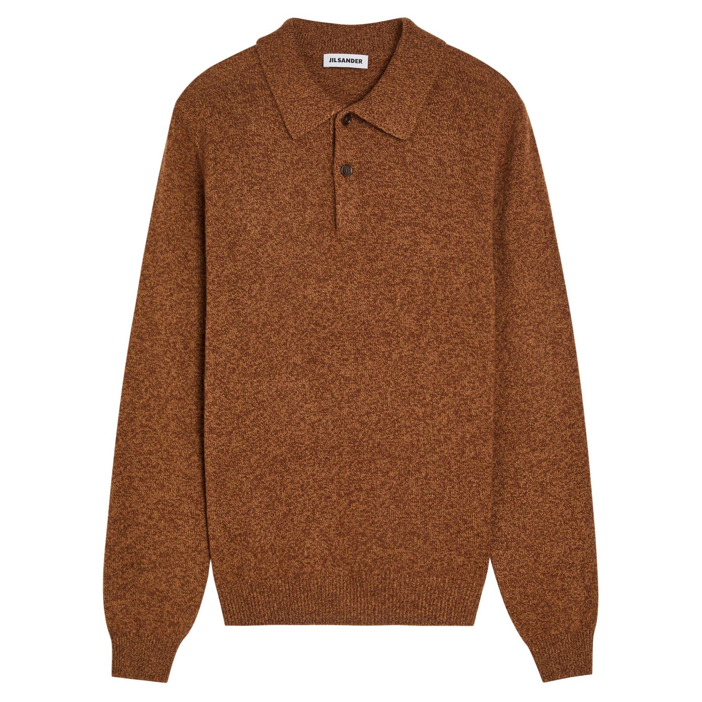 ORANGE - Jil Sander - Men's Long-Sleeve Wool Polo Shirt - 1