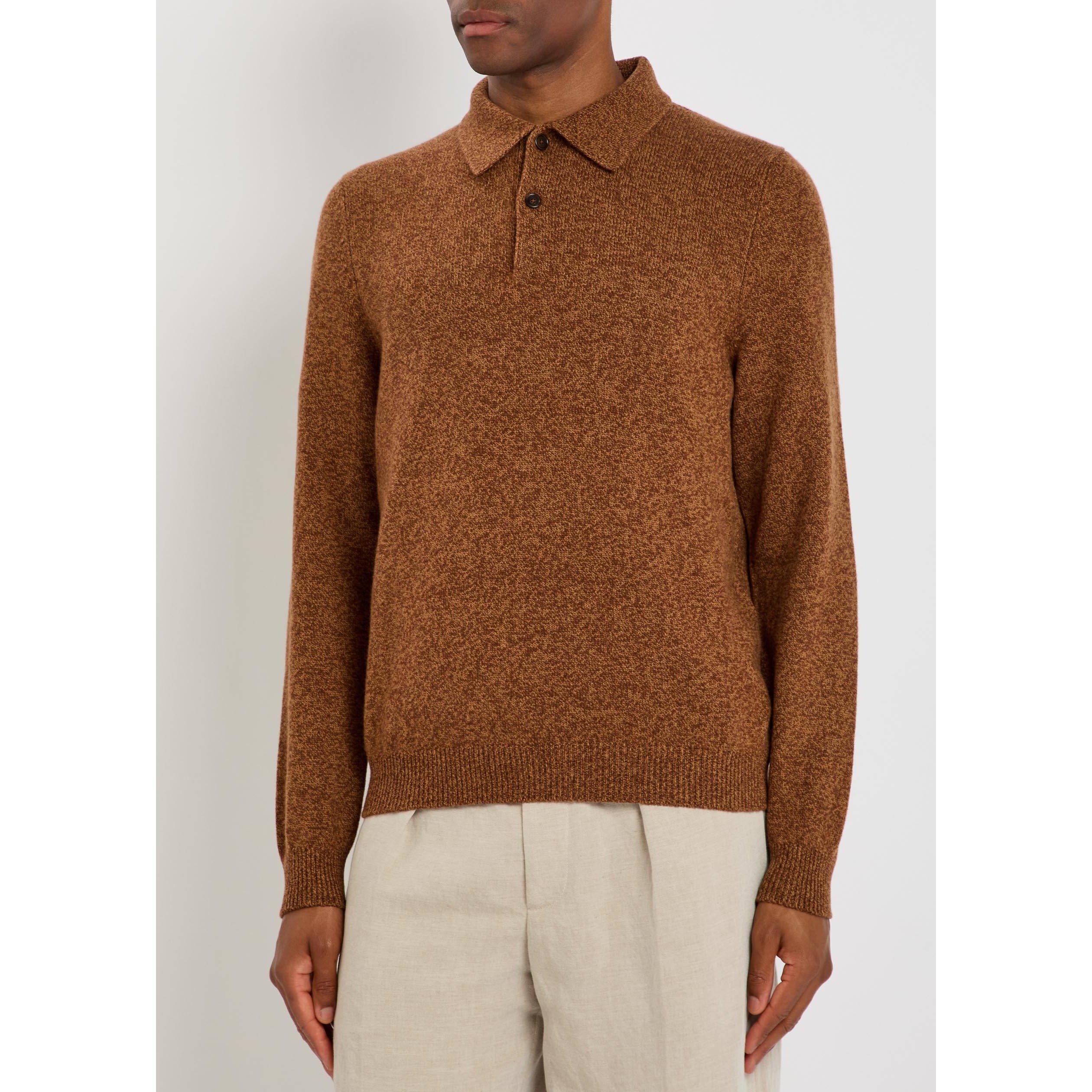 ORANGE - Jil Sander - Men's Long-Sleeve Wool Polo Shirt - 2