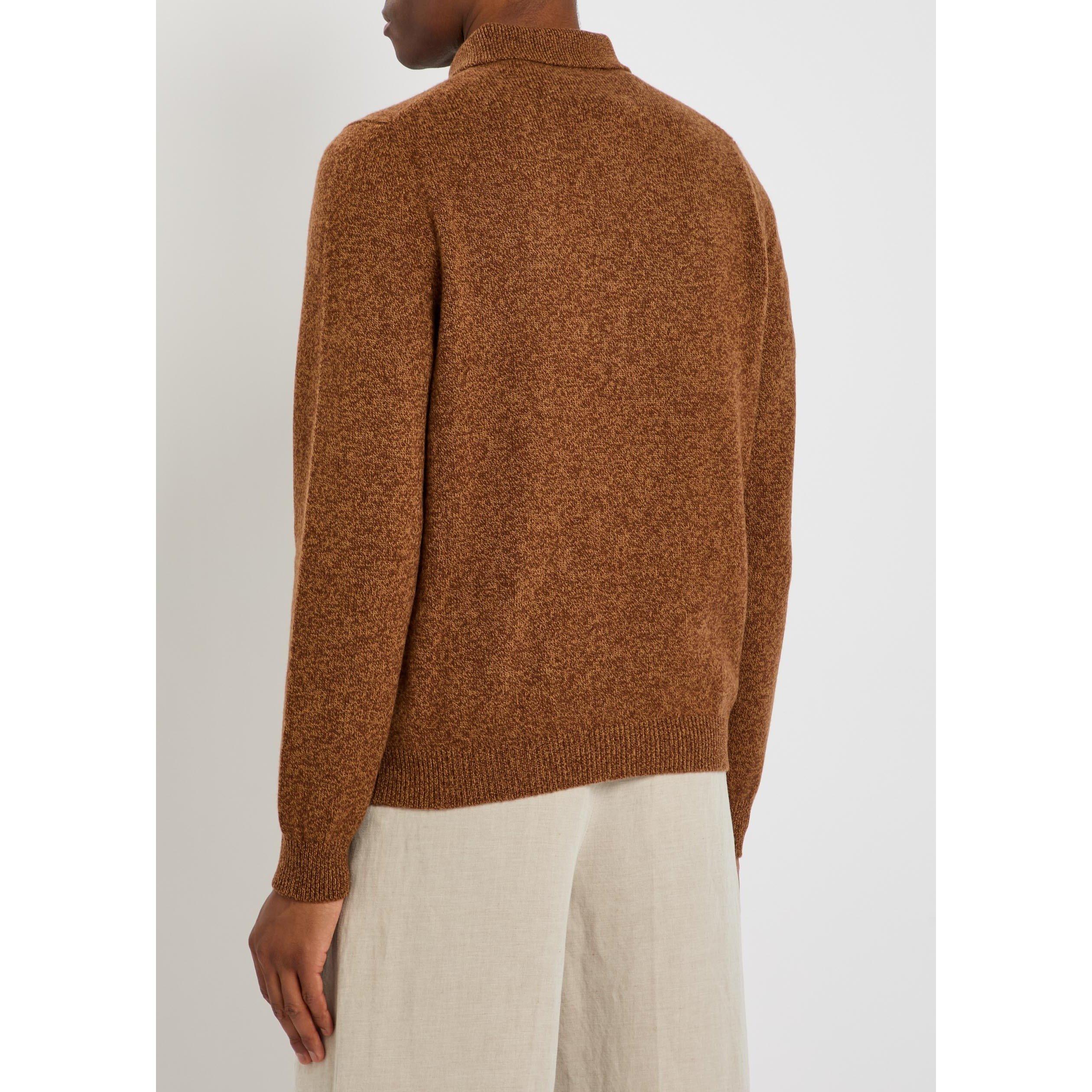 ORANGE - Jil Sander - Men's Long-Sleeve Wool Polo Shirt - 3