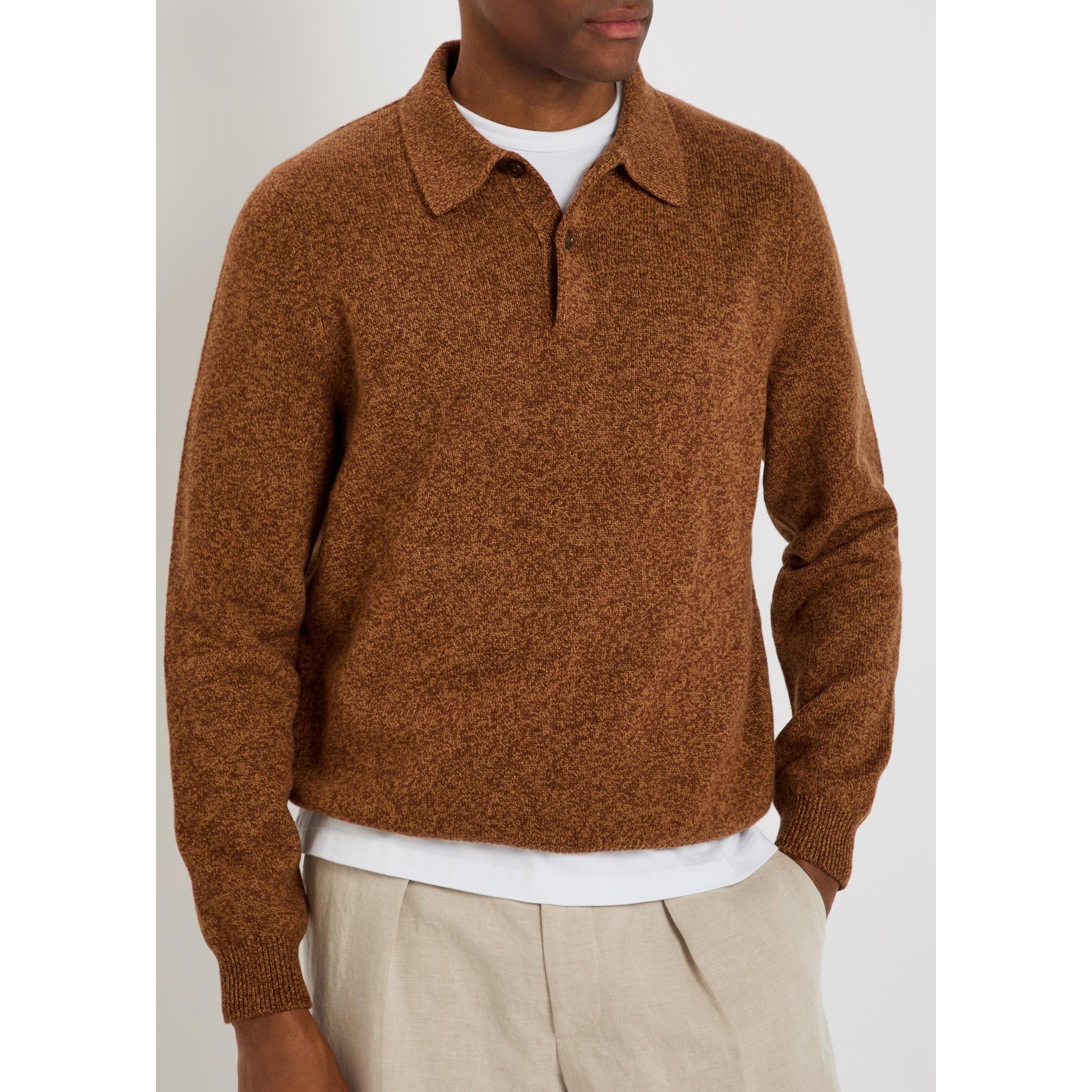 ORANGE - Jil Sander - Men's Long-Sleeve Wool Polo Shirt - 4