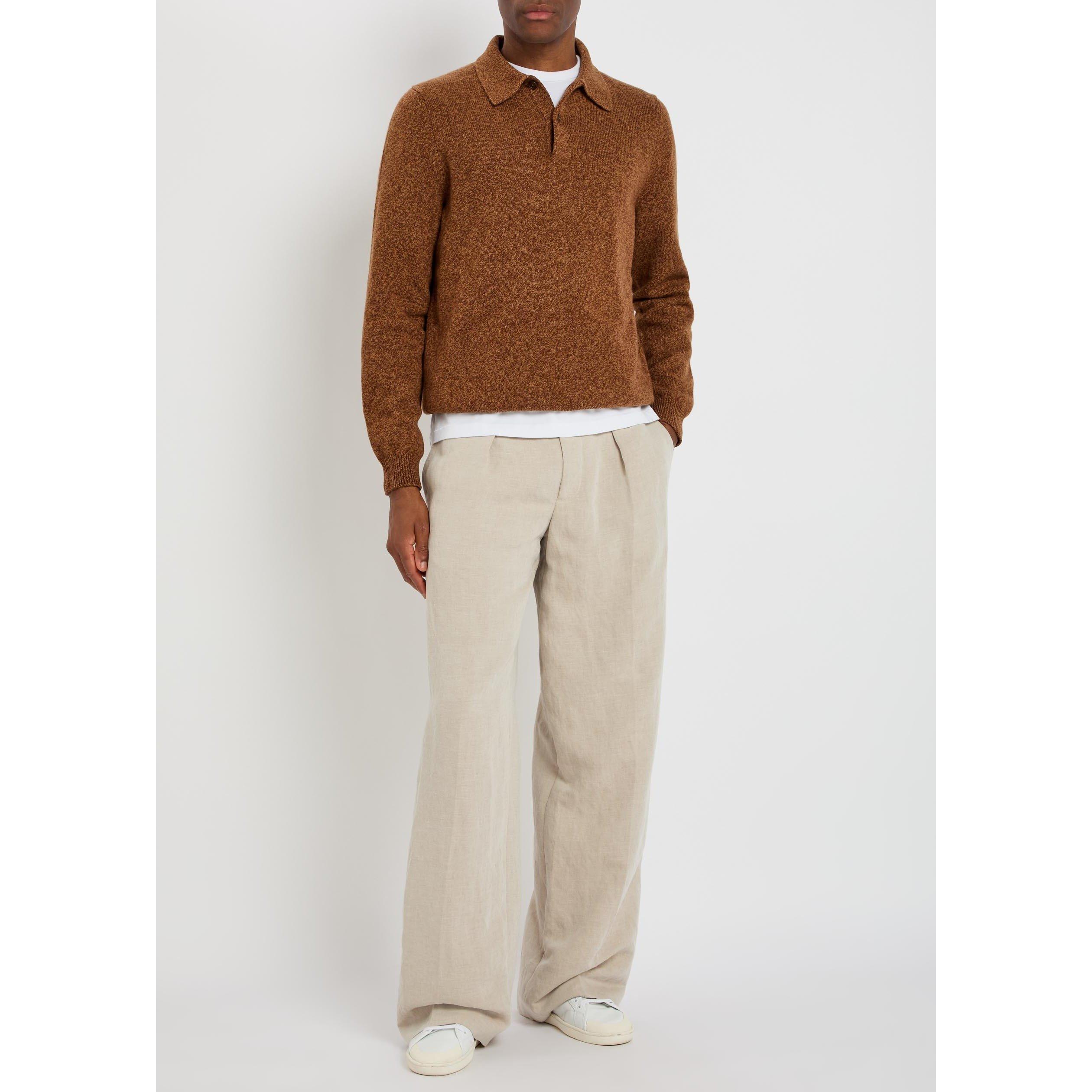 ORANGE - Jil Sander - Men's Long-Sleeve Wool Polo Shirt - 5