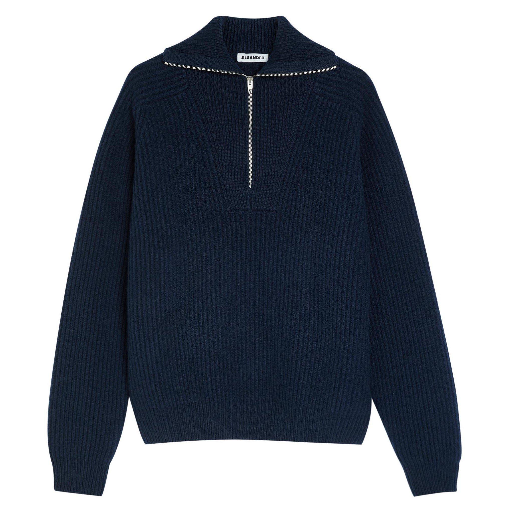 NAVY - Jil Sander - JIL LS HIGH ZIPPED NECK  JUMPE - 1