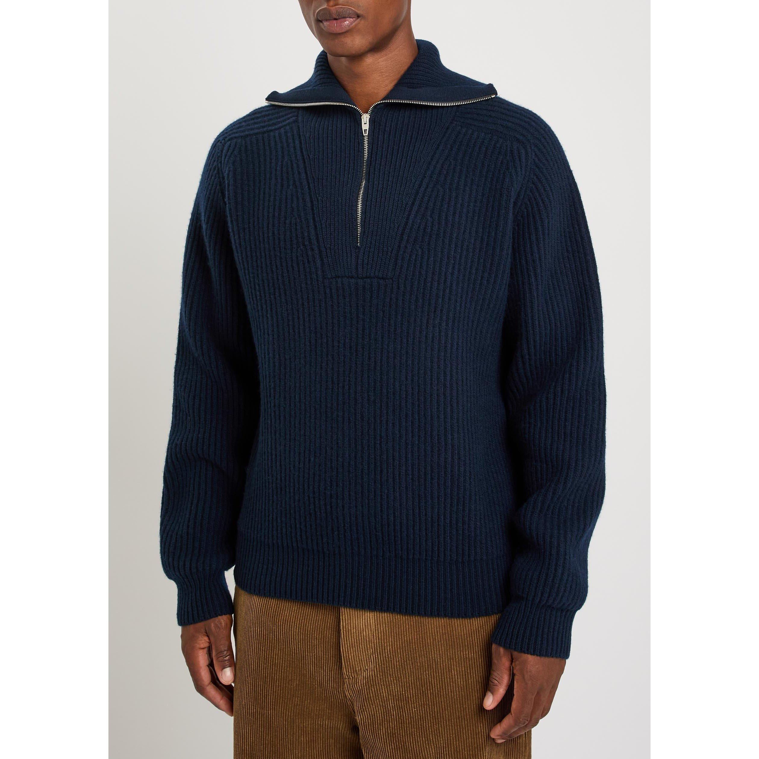 NAVY - Jil Sander - JIL LS HIGH ZIPPED NECK  JUMPE - 2
