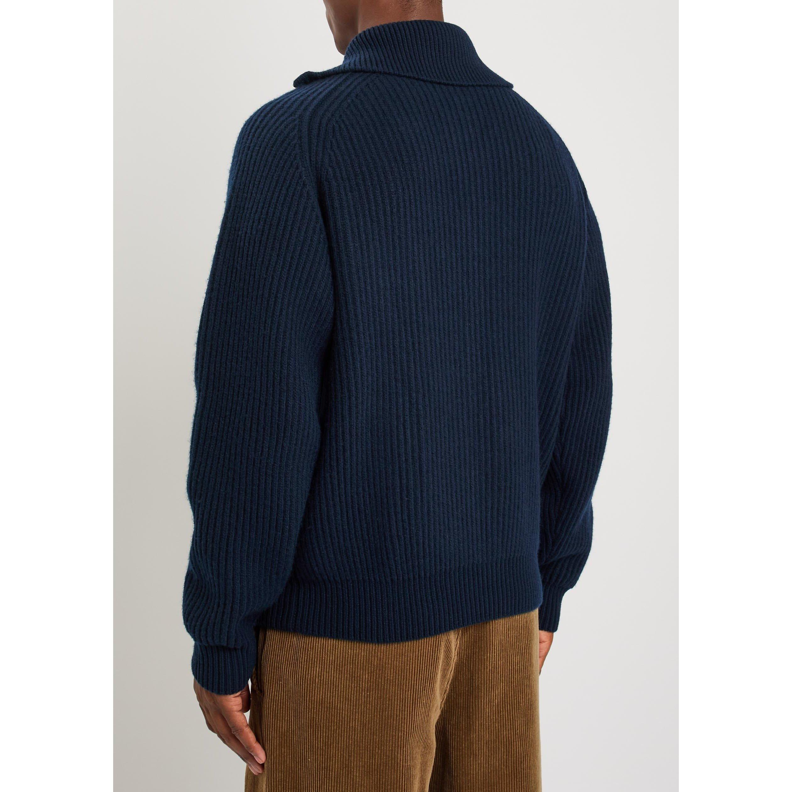 NAVY - Jil Sander - JIL LS HIGH ZIPPED NECK  JUMPE - 3