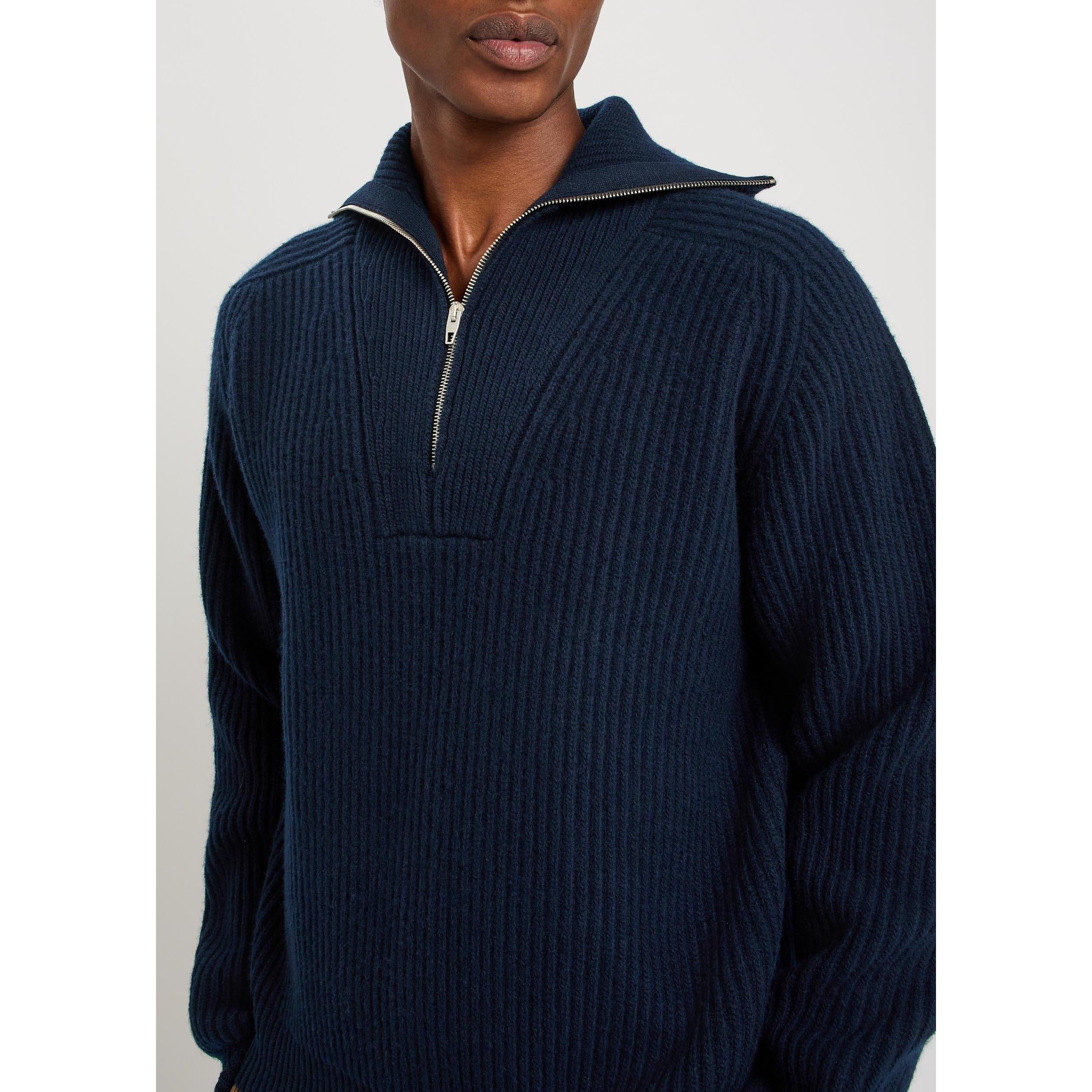 NAVY - Jil Sander - JIL LS HIGH ZIPPED NECK  JUMPE - 4