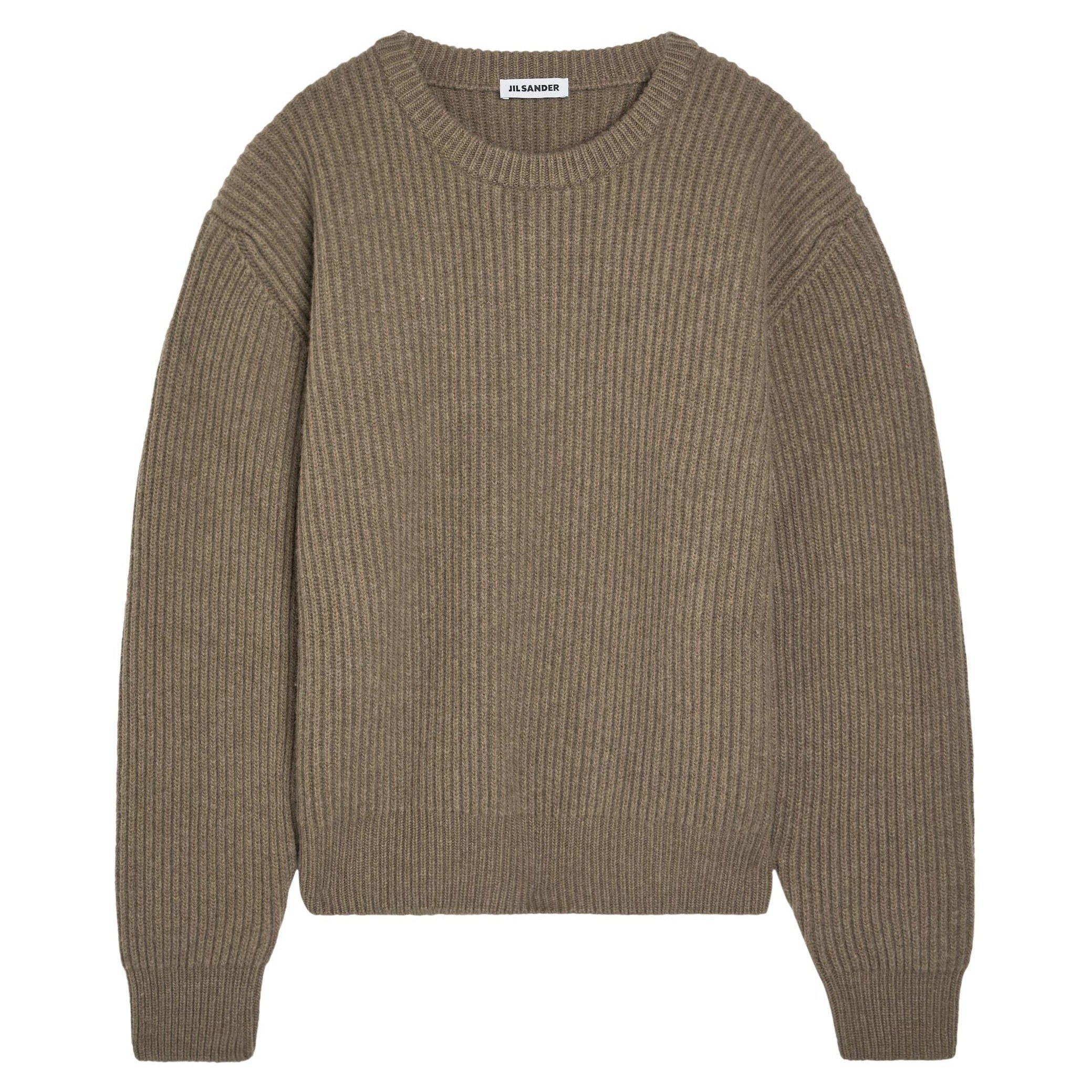 BROWN LIGHT - Jil Sander - Men's Heavyweight Wool Crew-Neck Jumper - 1