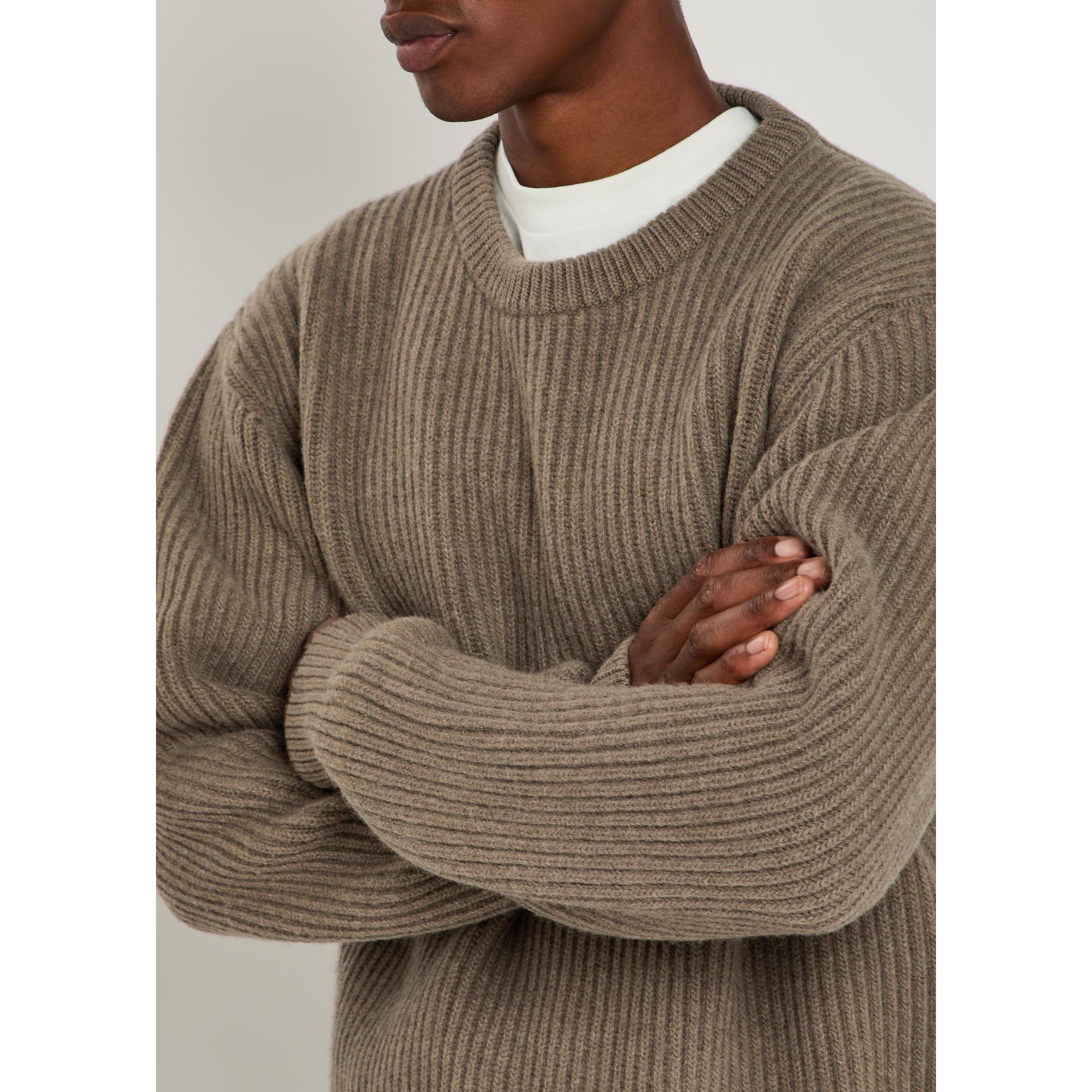 BROWN LIGHT - Jil Sander - Men's Heavyweight Wool Crew-Neck Jumper - 4