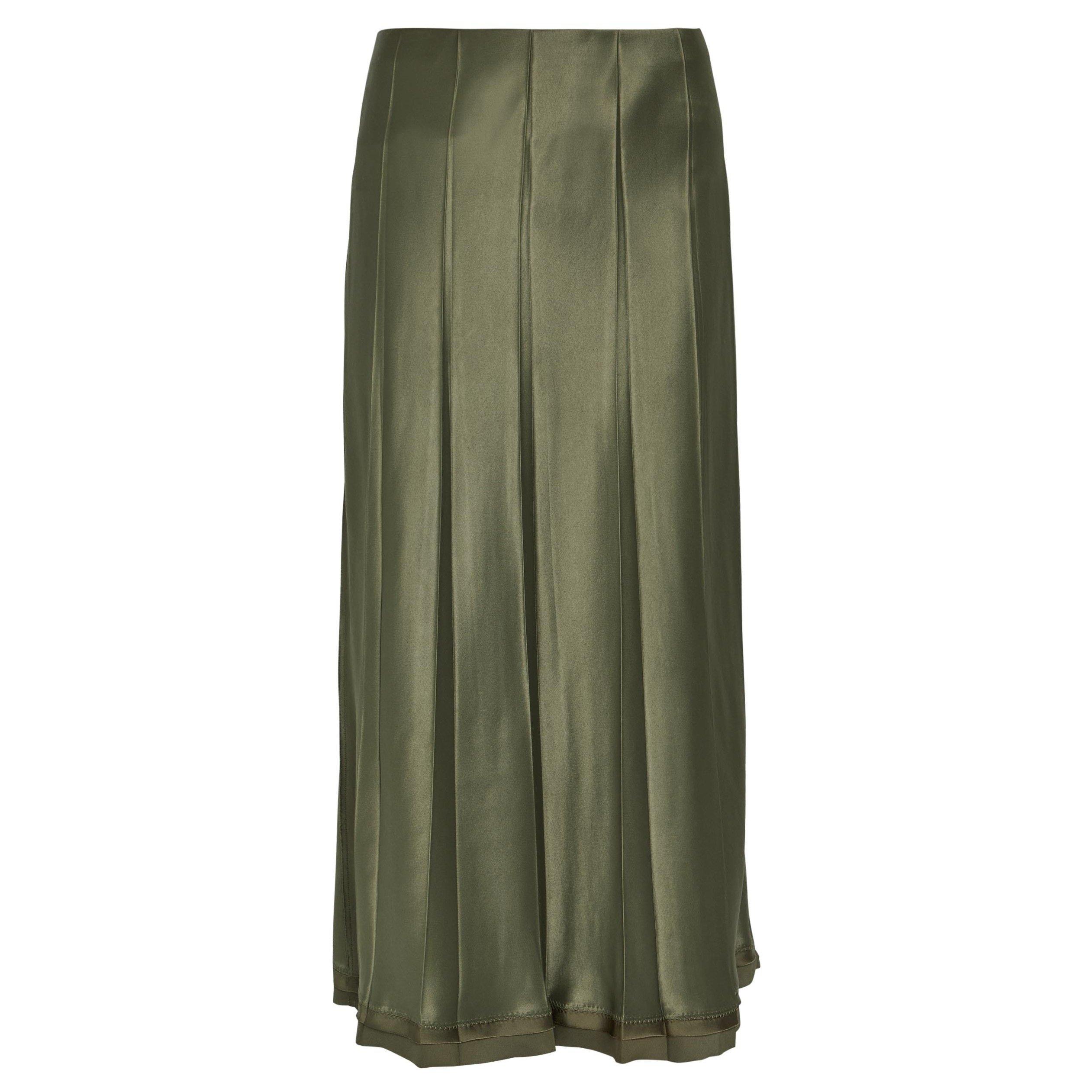 KHAKI - Vince - SS CREASED PLEATED MIDI SKIRT - 1