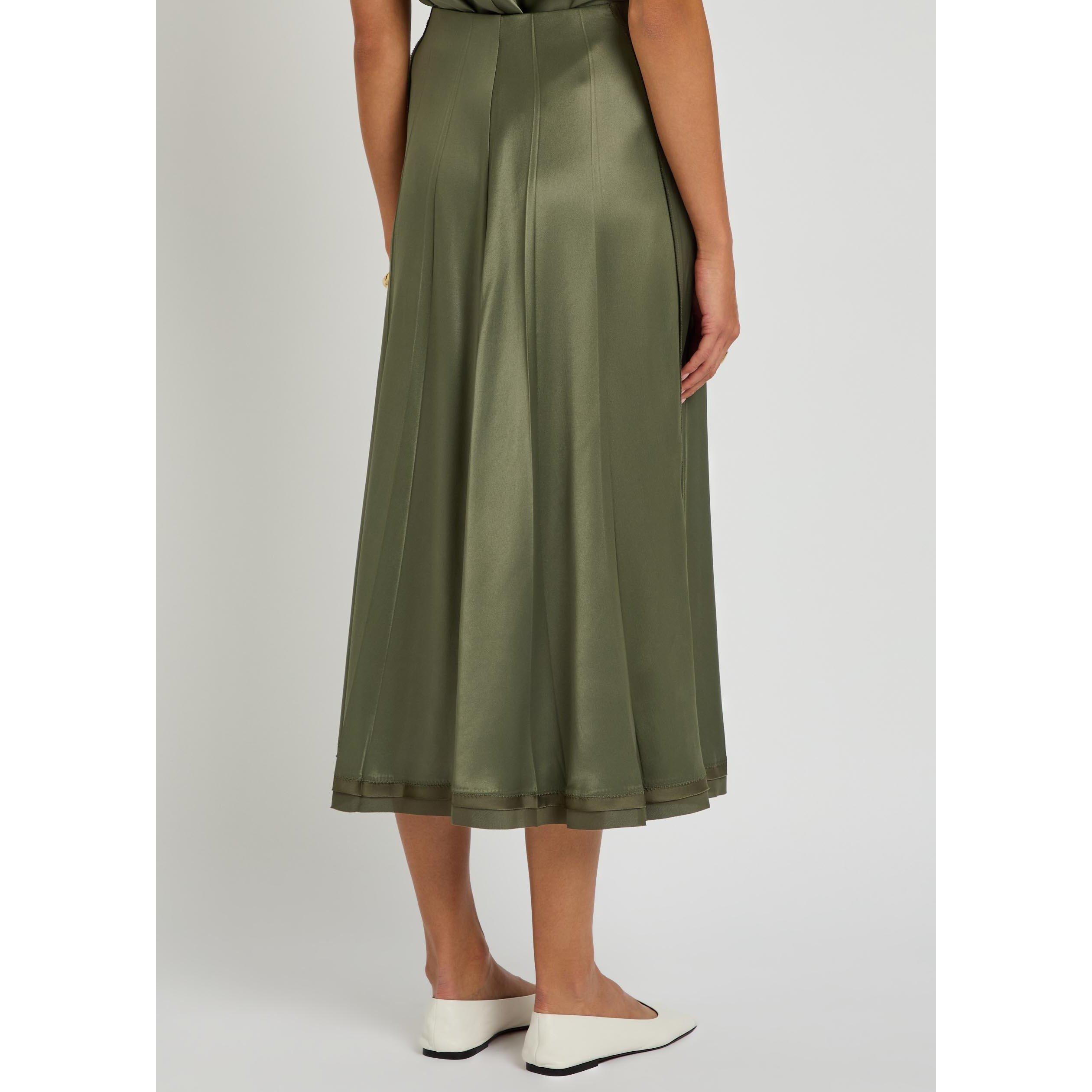 KHAKI - Vince - SS CREASED PLEATED MIDI SKIRT - 3