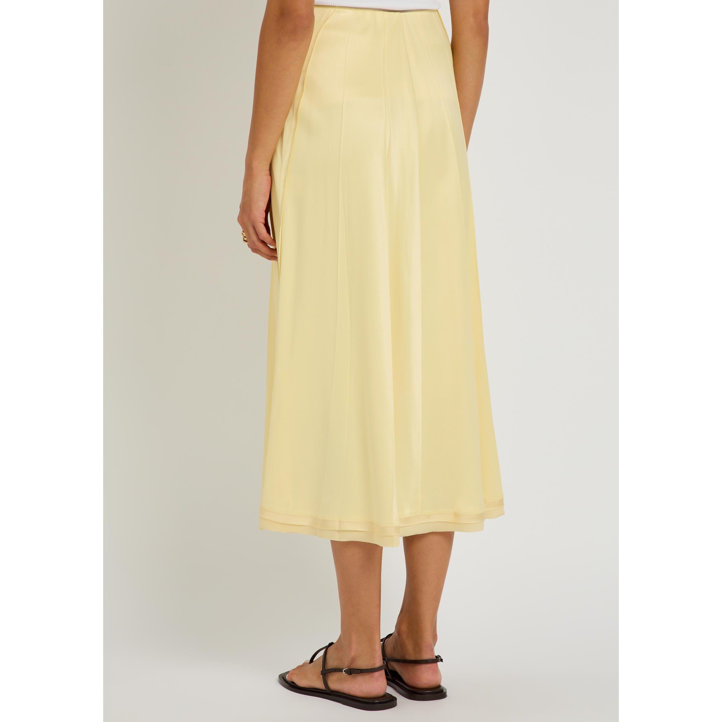 YELLOW - Vince - SS CREASED PLEATED MIDI SKIRT - 3