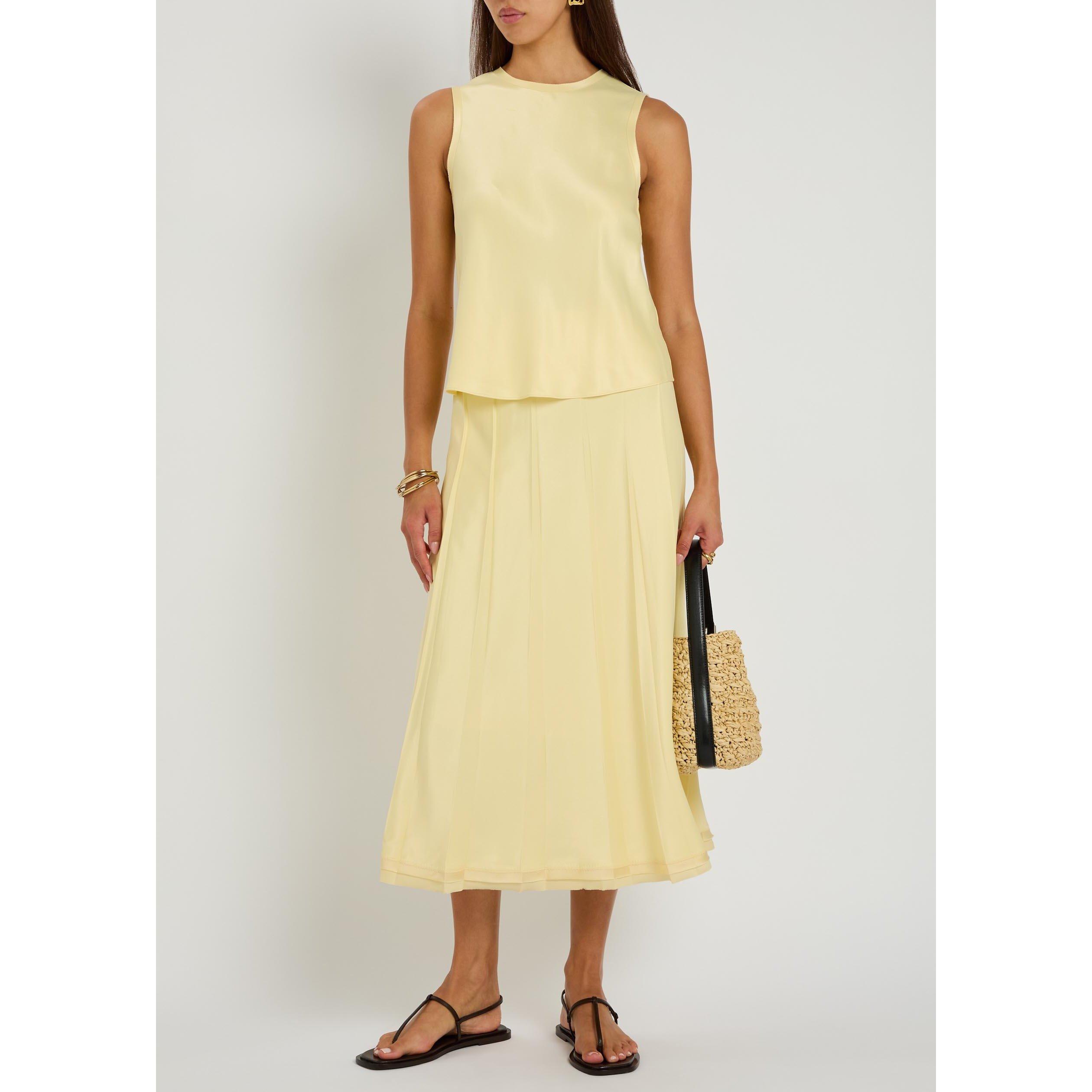 YELLOW - Vince - SS CREASED PLEATED MIDI SKIRT - 5