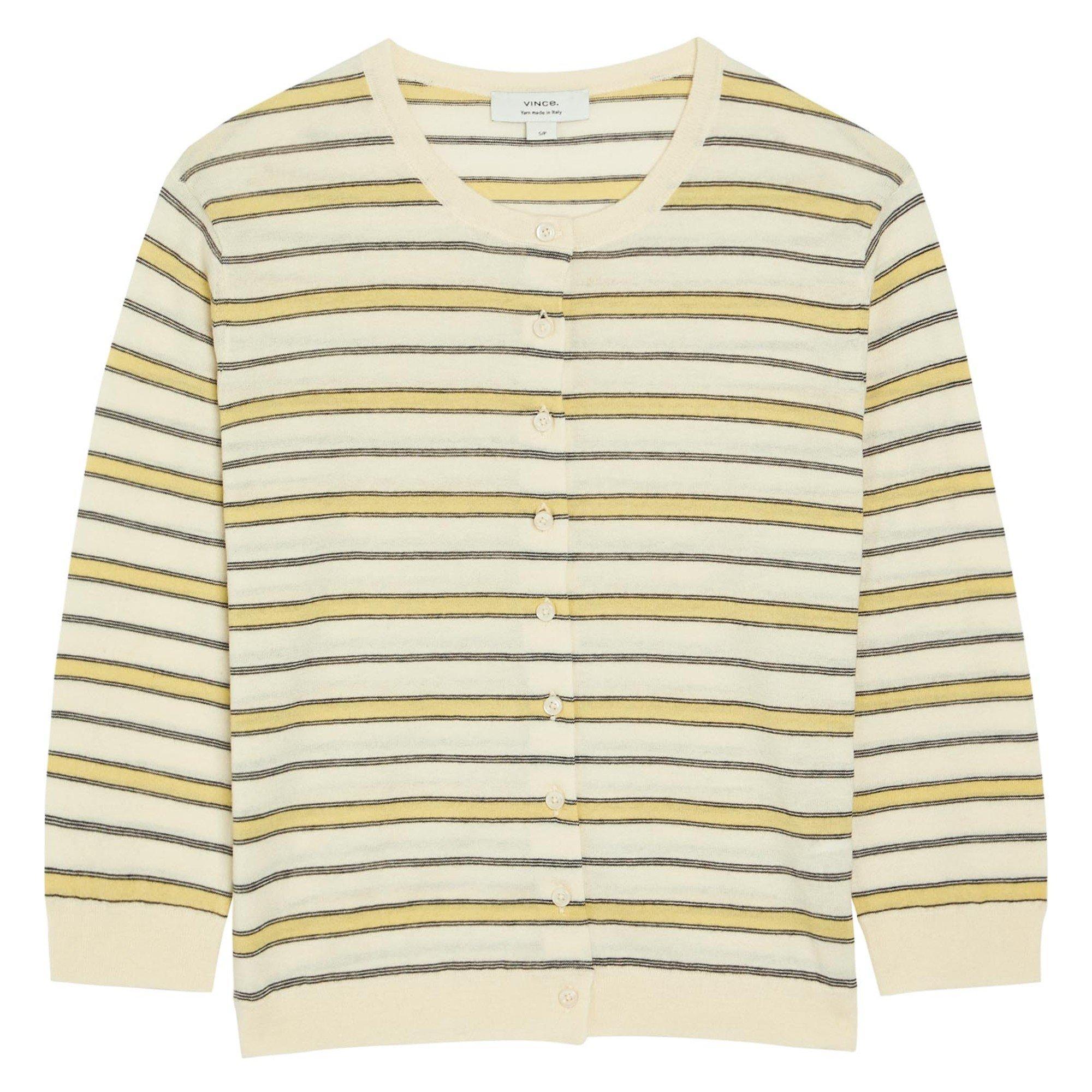 YELLOW AND OTHE - Vince - KW STRIPED 3/4 SLV CARDI - 1