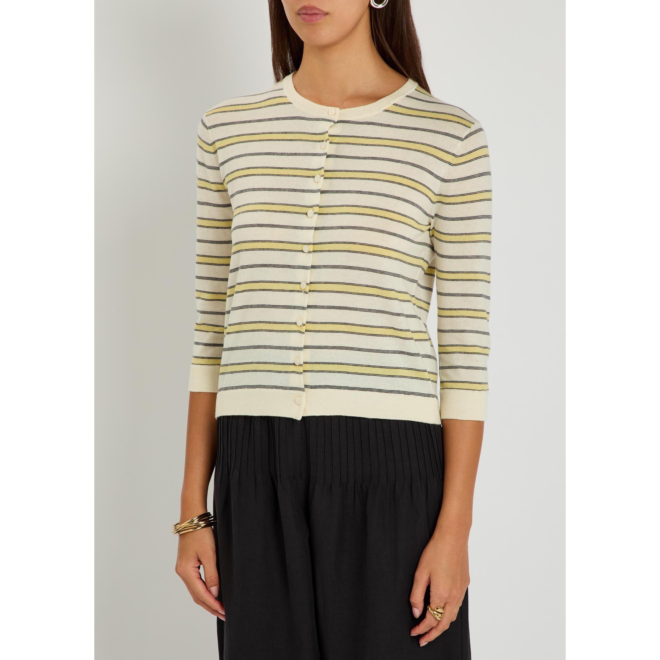 YELLOW AND OTHE - Vince - KW STRIPED 3/4 SLV CARDI - 2