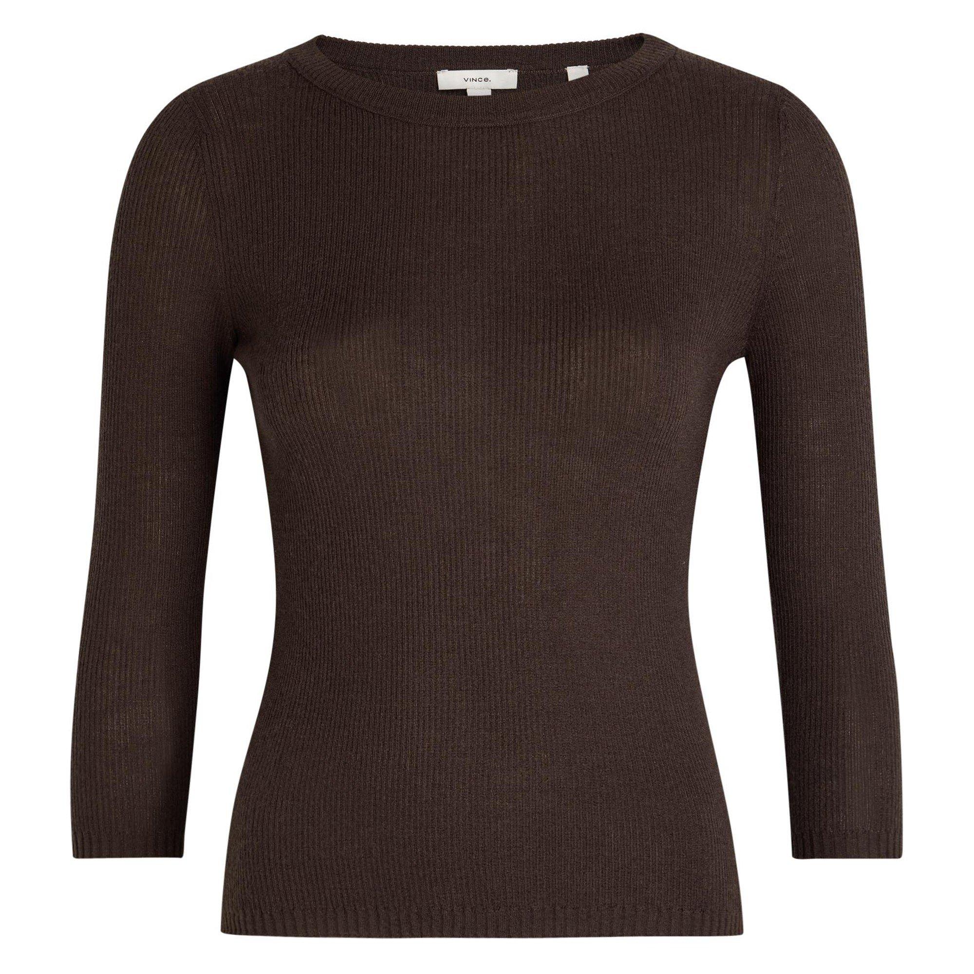 BROWN - Vince - KW 3/4 SLV BOAT NK CASHMERE TO - 1
