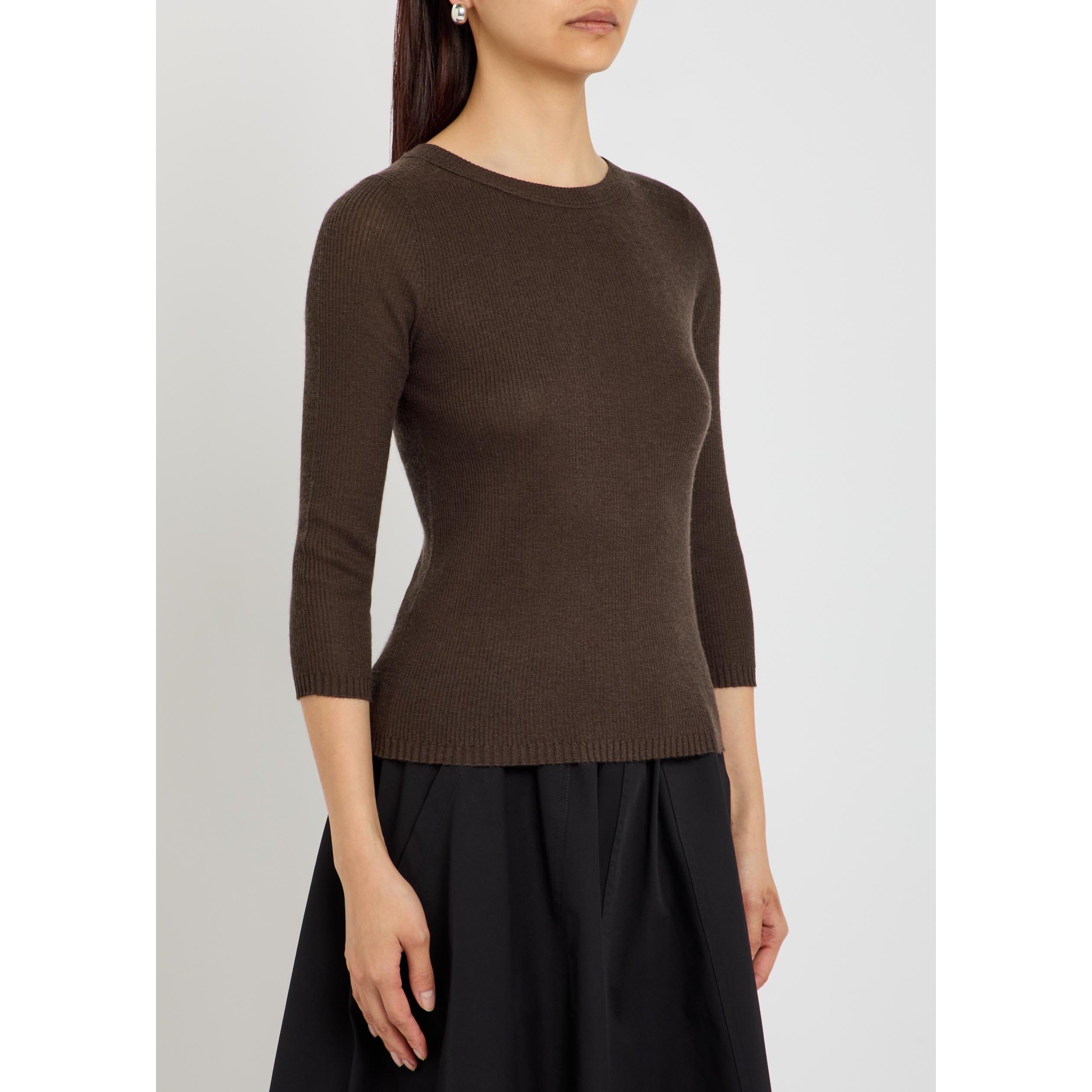 BROWN - Vince - KW 3/4 SLV BOAT NK CASHMERE TO - 2