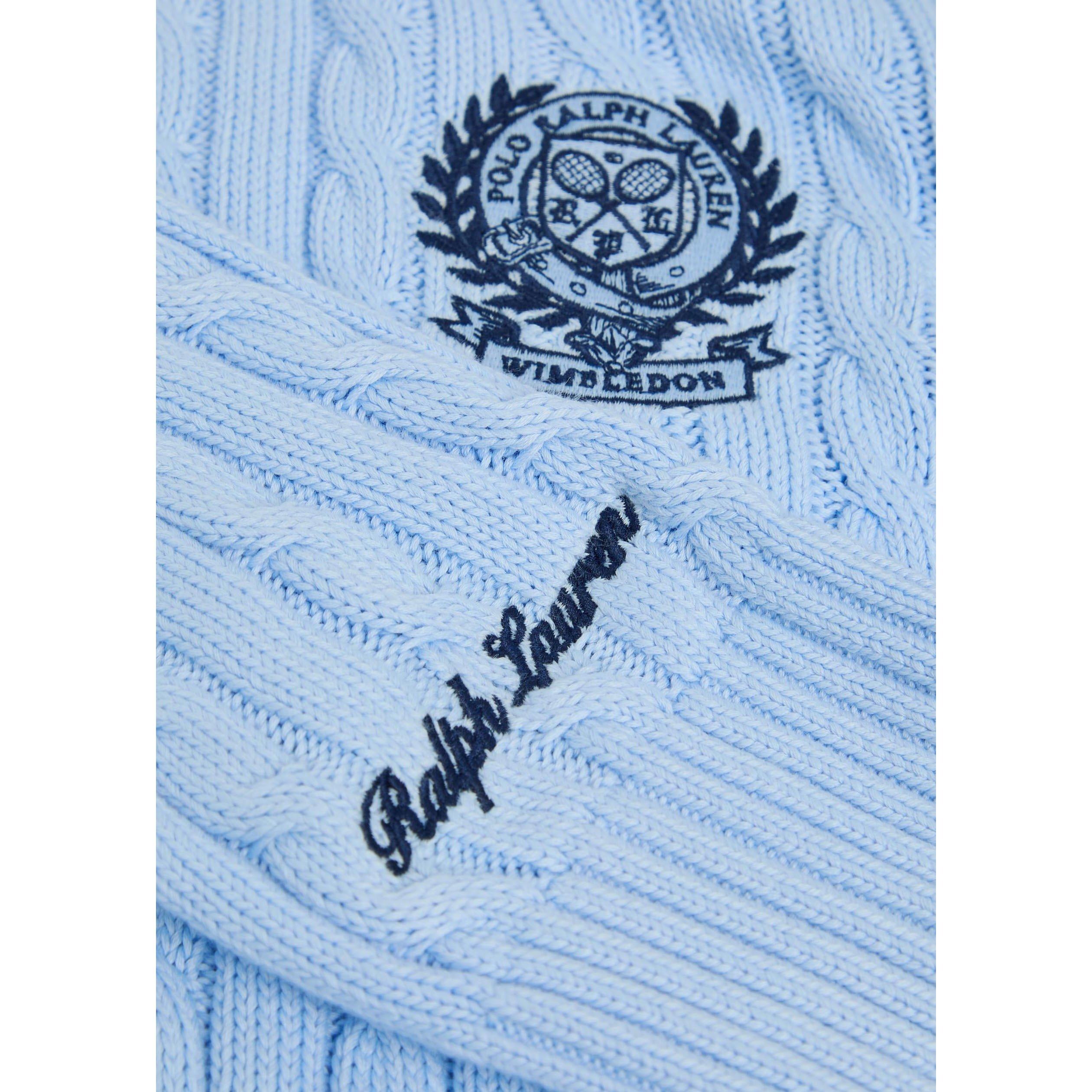 BLUE - Polo Ralph Lauren - Women's Wimbledon Cable Knit Slim-Fit Jumper - 4