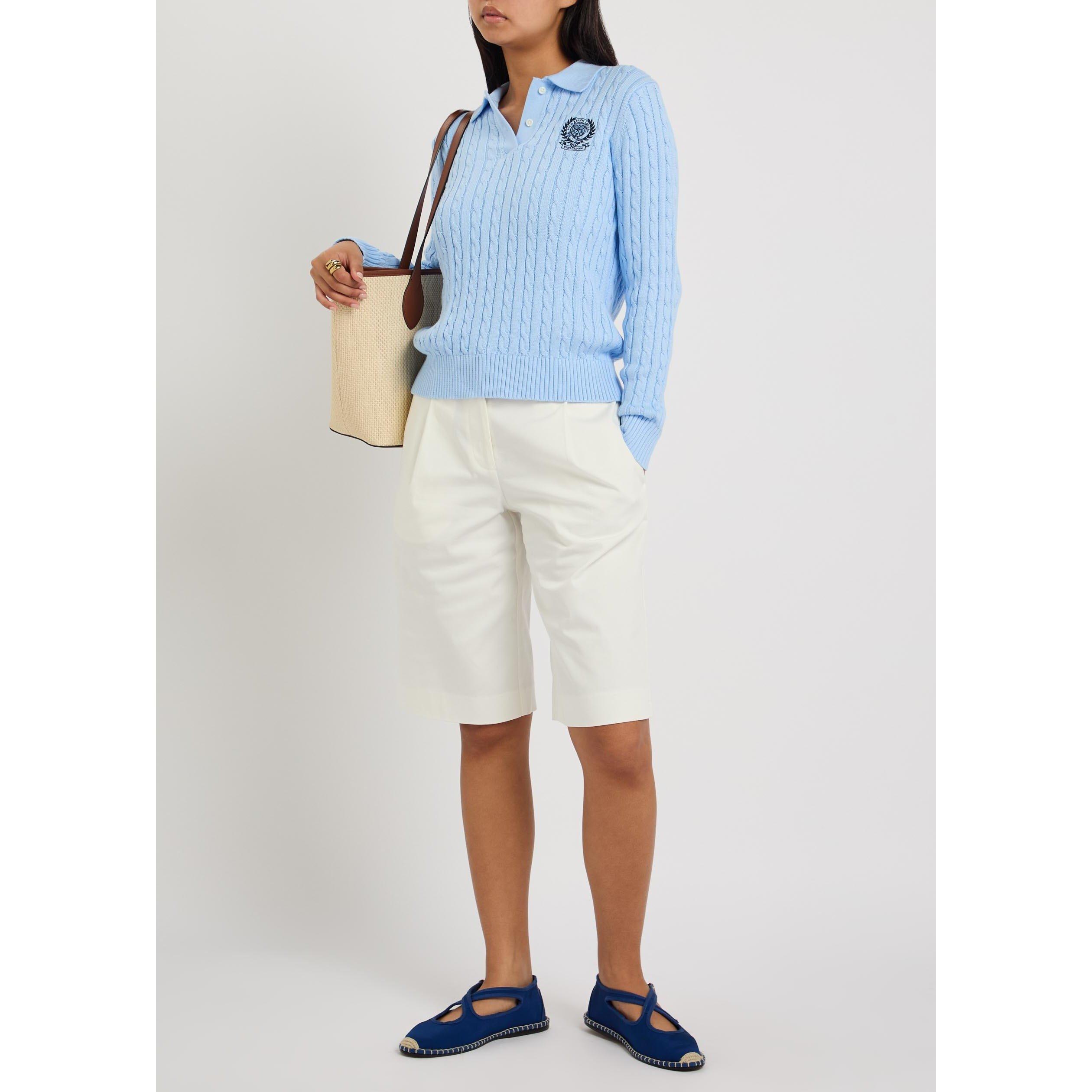 BLUE - Polo Ralph Lauren - Women's Wimbledon Cable Knit Slim-Fit Jumper - 5