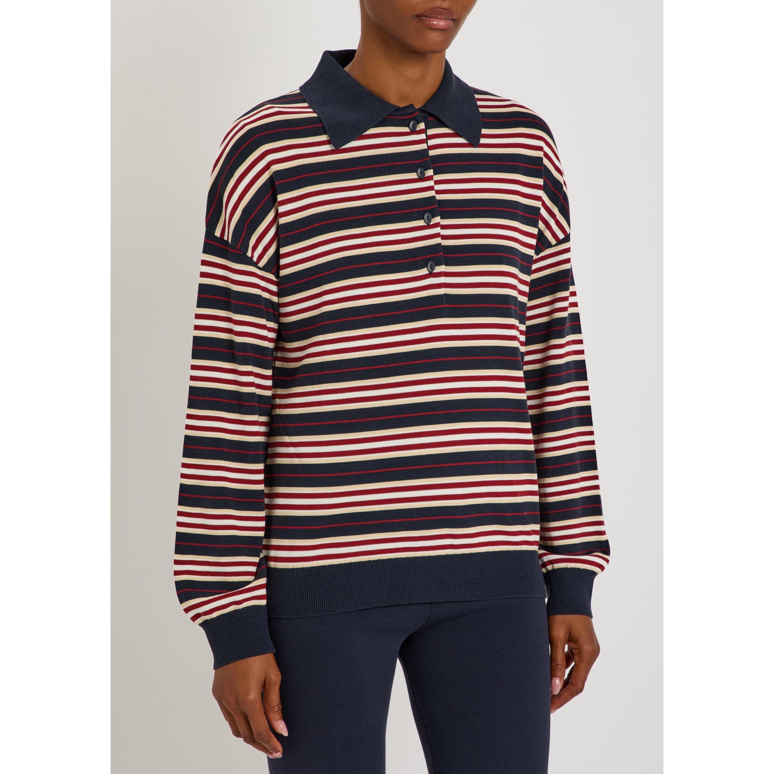 NAVY AND OTHER - Faithfull The Brand - Women's Harlow Striped Oversized-Fit Knitted Long-Sleeve Polo - 2