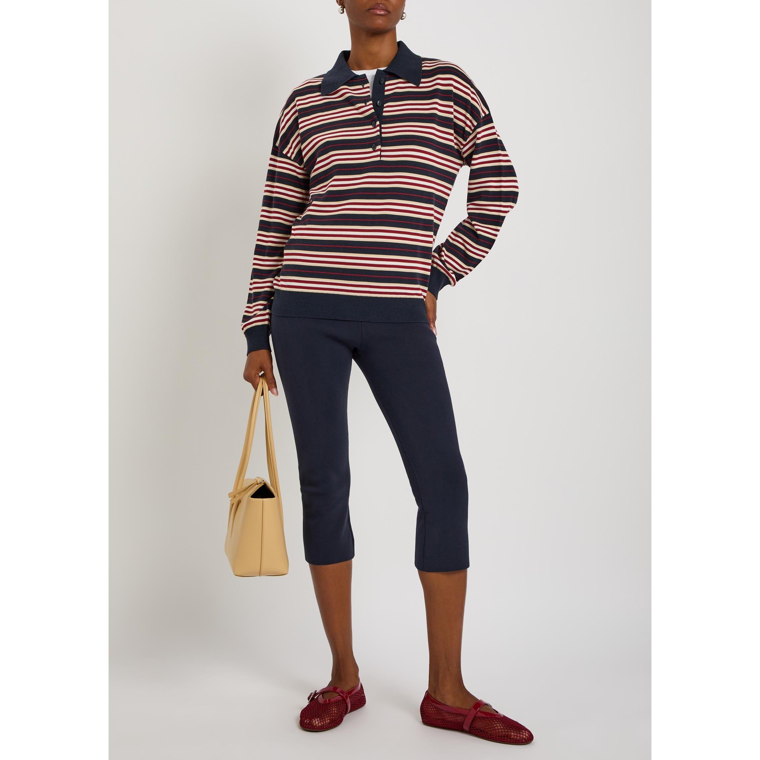 NAVY AND OTHER - Faithfull The Brand - Women's Harlow Striped Oversized-Fit Knitted Long-Sleeve Polo - 5