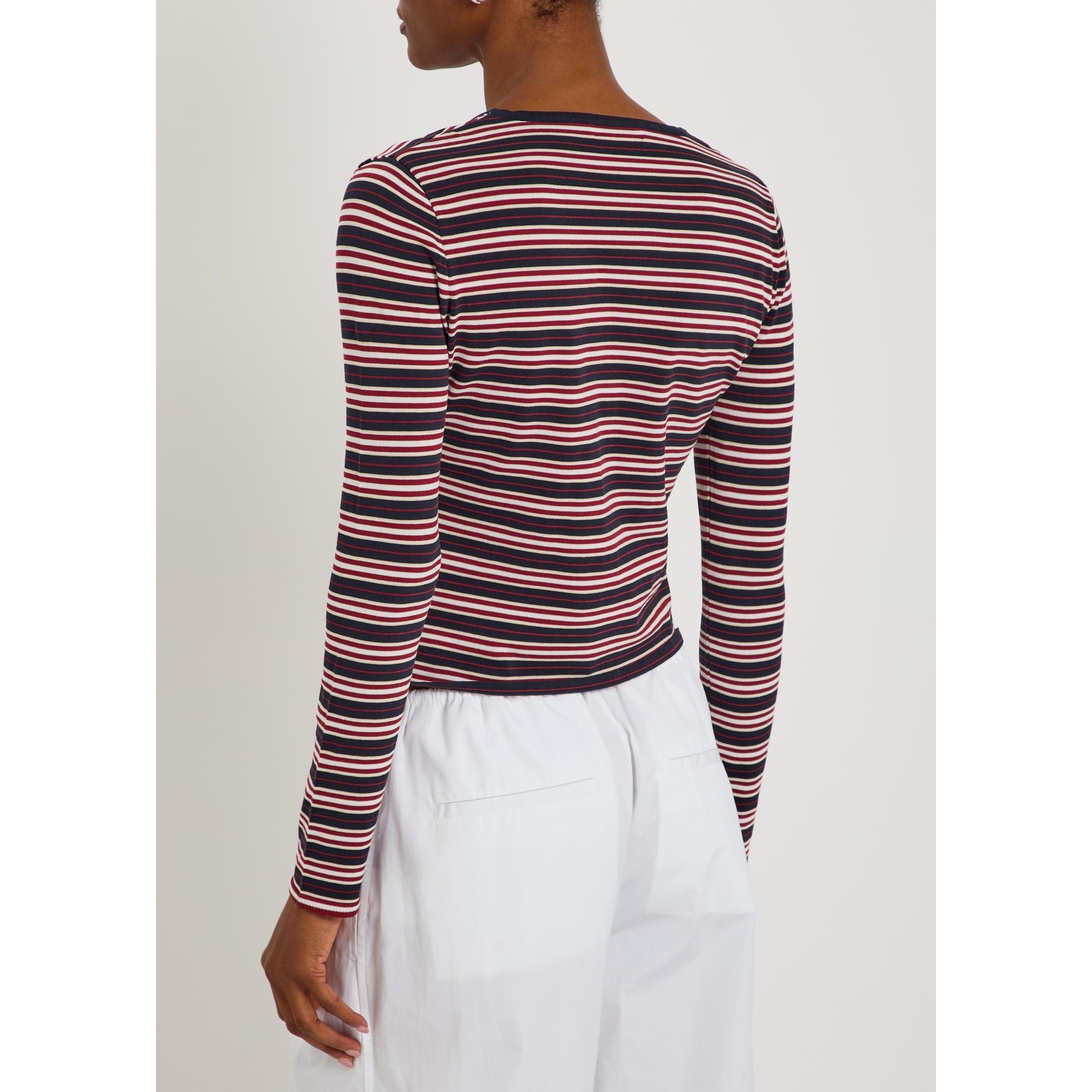 NAVY AND OTHER - Faithfull The Brand - Women's Doris Striped Cotton V-Neck Slim-Fit Cardigan - 3