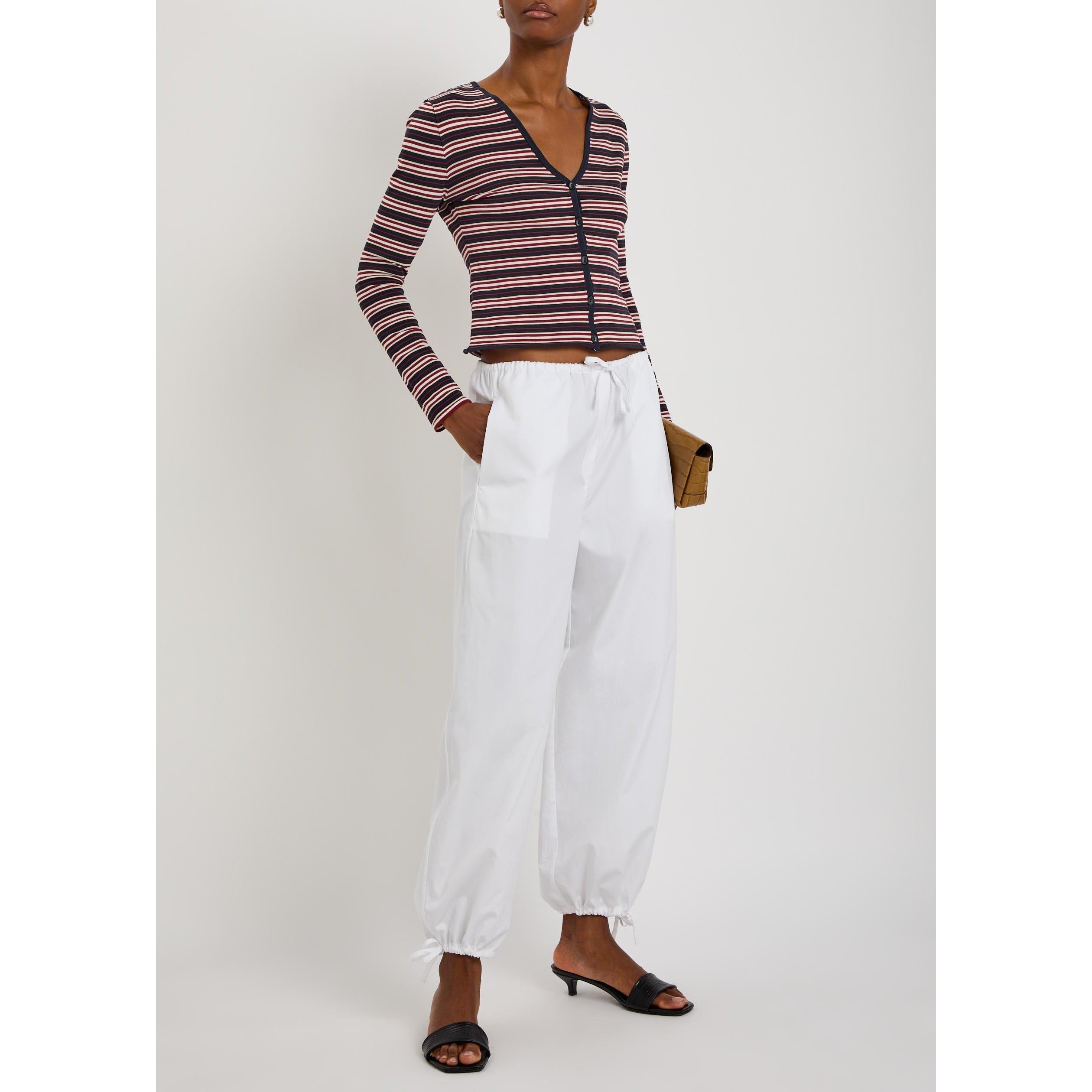 NAVY AND OTHER - Faithfull The Brand - Women's Doris Striped Cotton V-Neck Slim-Fit Cardigan - 5