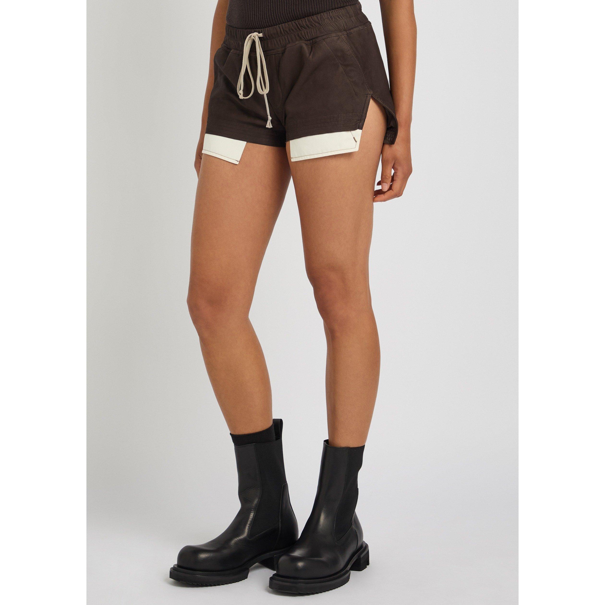 DARK BROWN - Rick Owens - Women's High-Waisted Slim-Fit Leather Shorts - 2