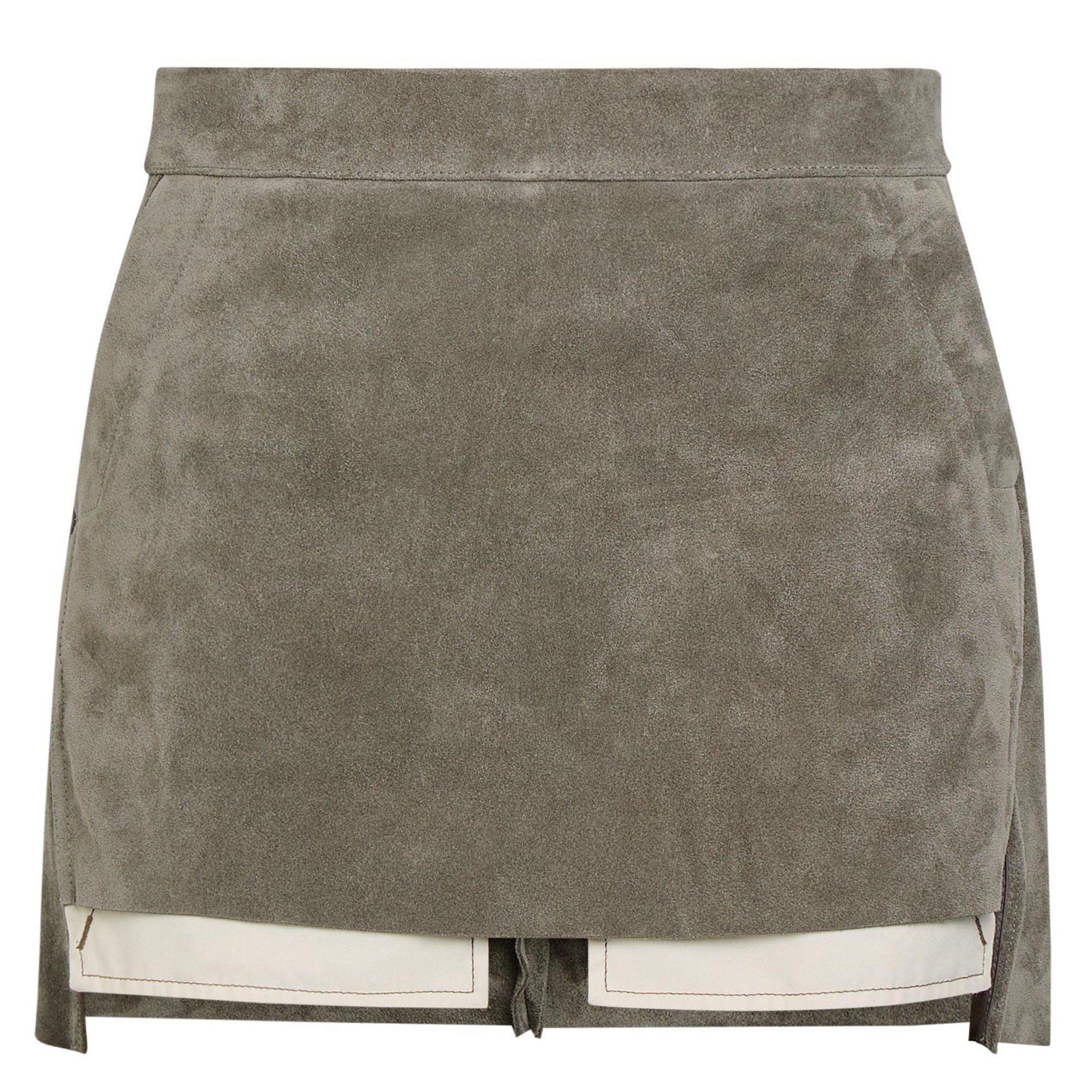 LIGHT GREY - Rick Owens - Women's Fog Suede Mini Skirt - 1