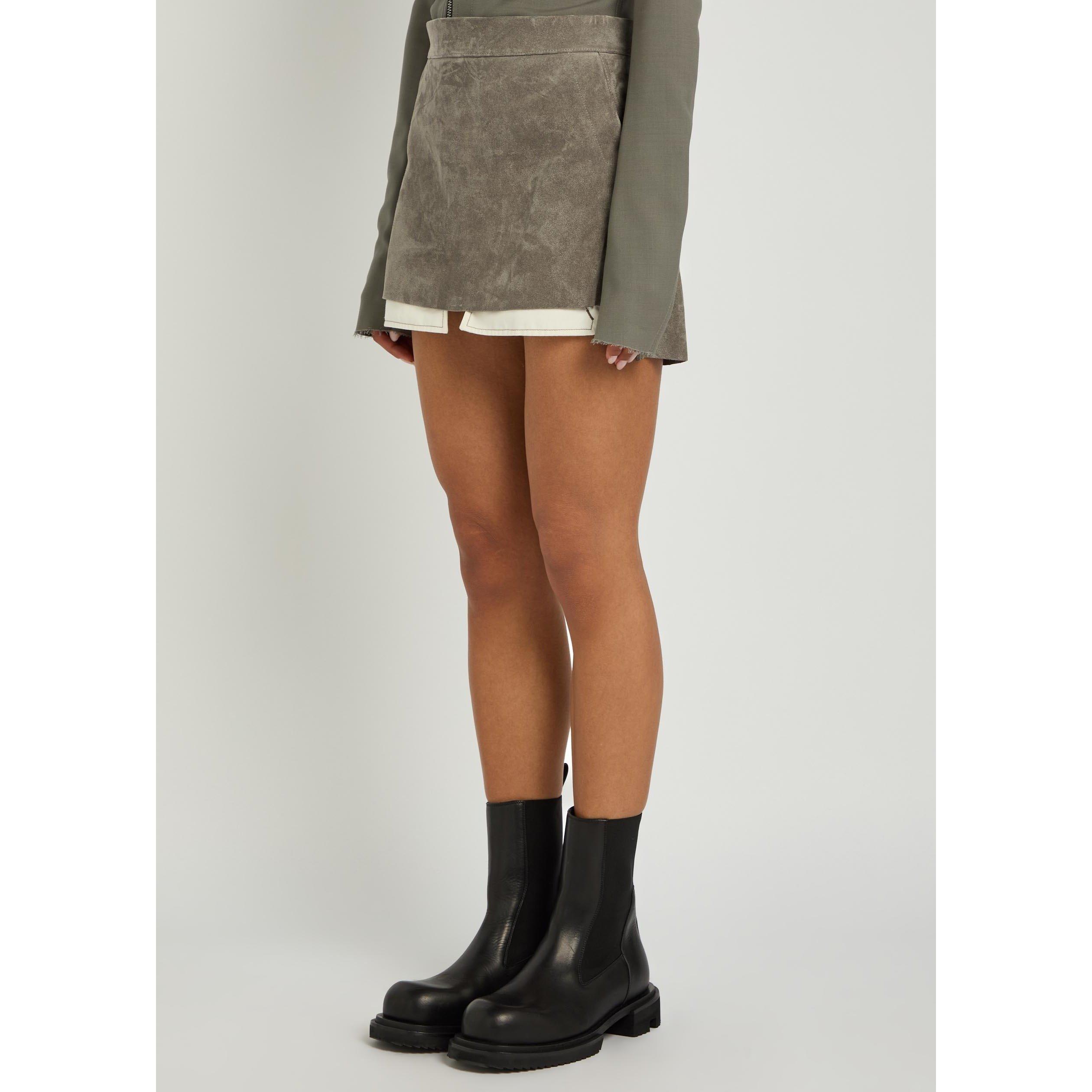 LIGHT GREY - Rick Owens - Women's Fog Suede Mini Skirt - 2
