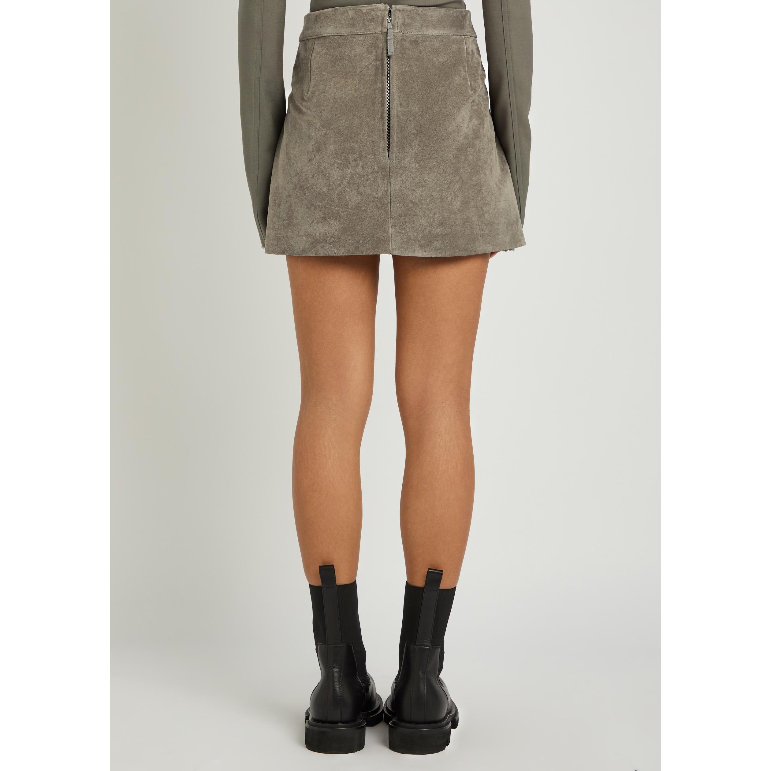 LIGHT GREY - Rick Owens - Women's Fog Suede Mini Skirt - 3