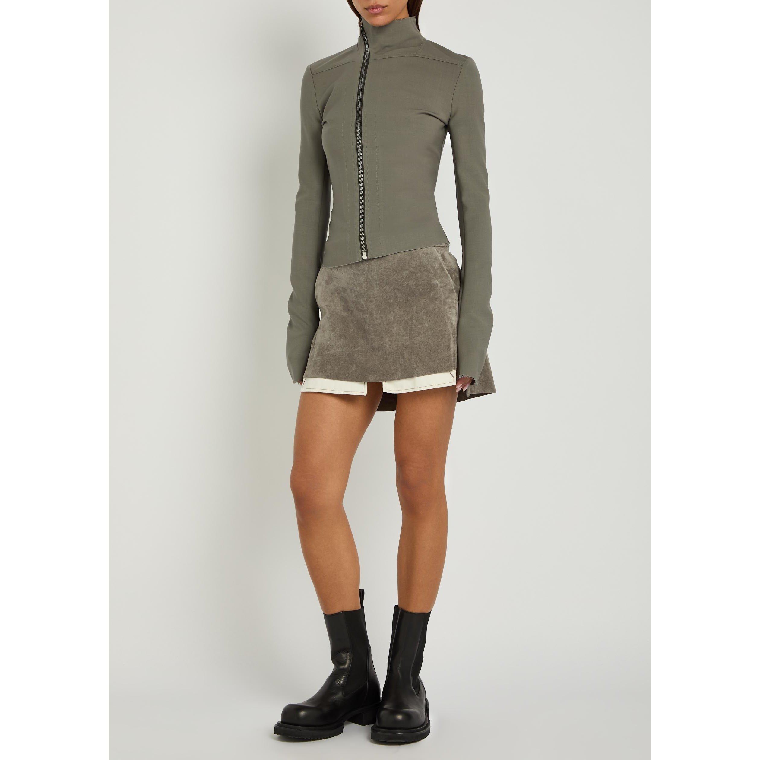 LIGHT GREY - Rick Owens - Women's Fog Suede Mini Skirt - 5