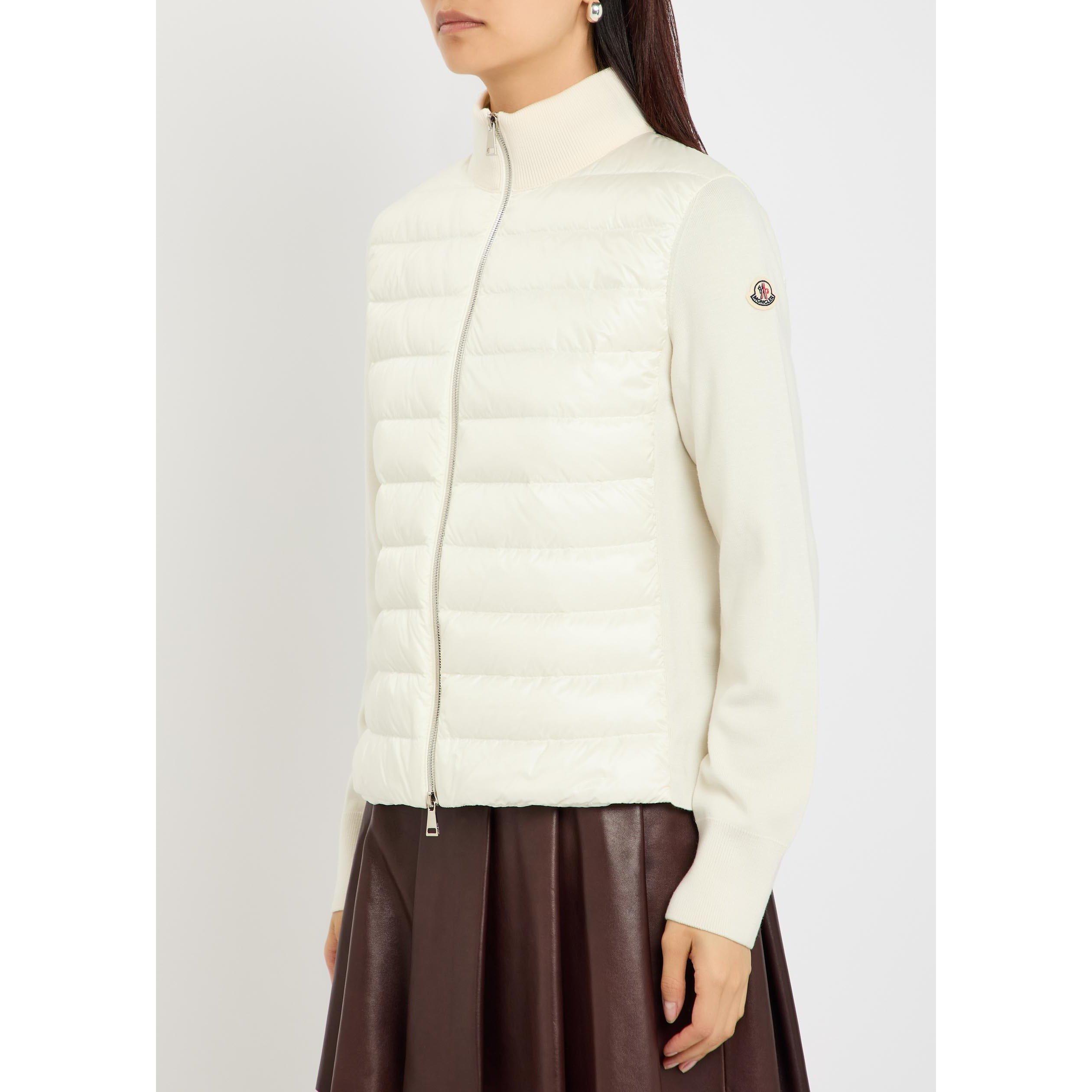 WHITE - Moncler - Women's Slim-Fit Wool Cardigan - 2