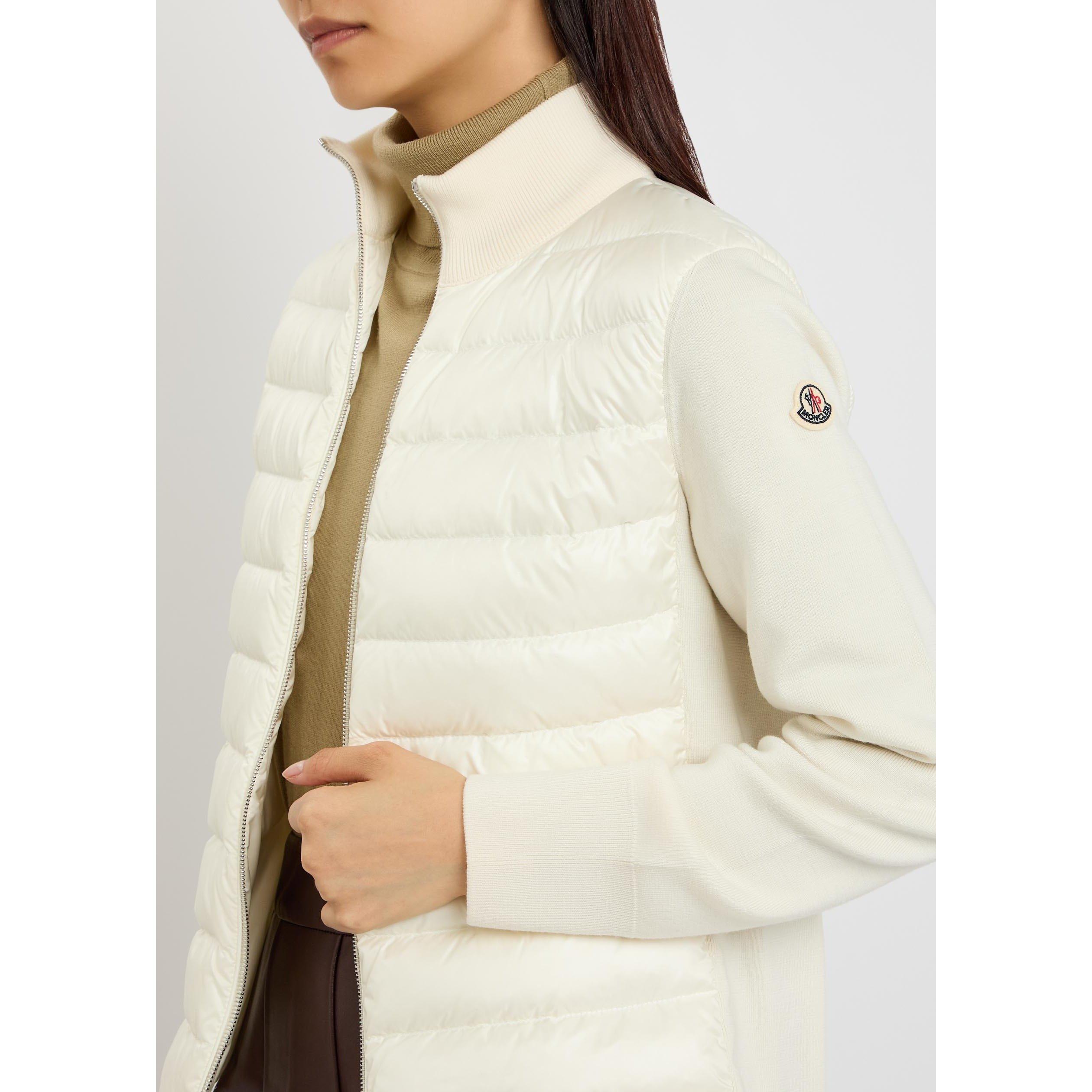 WHITE - Moncler - Women's Slim-Fit Wool Cardigan - 4