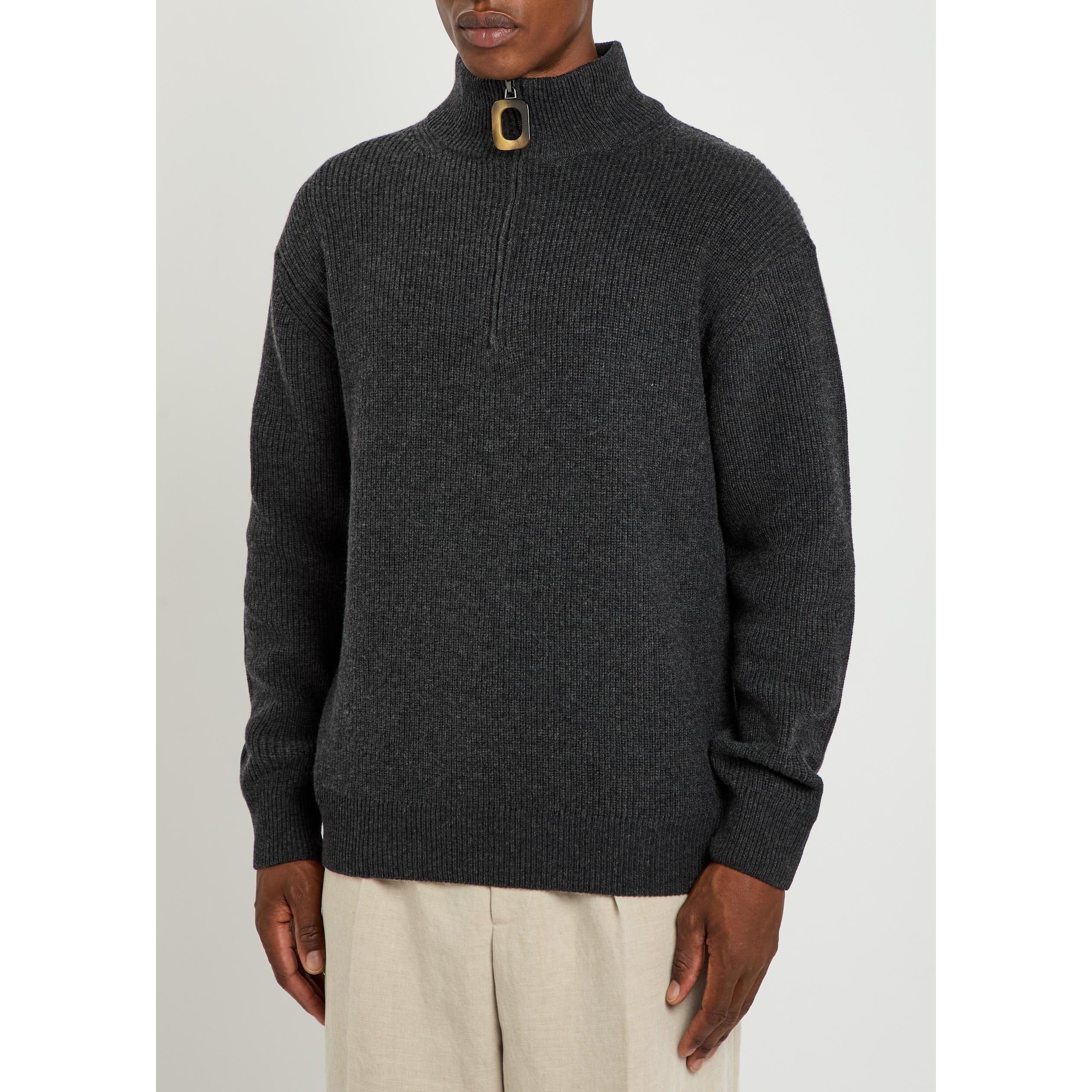 GREY AND OTHER - JW Anderson - Men's 1/4 Zip Wool Jumper - 2