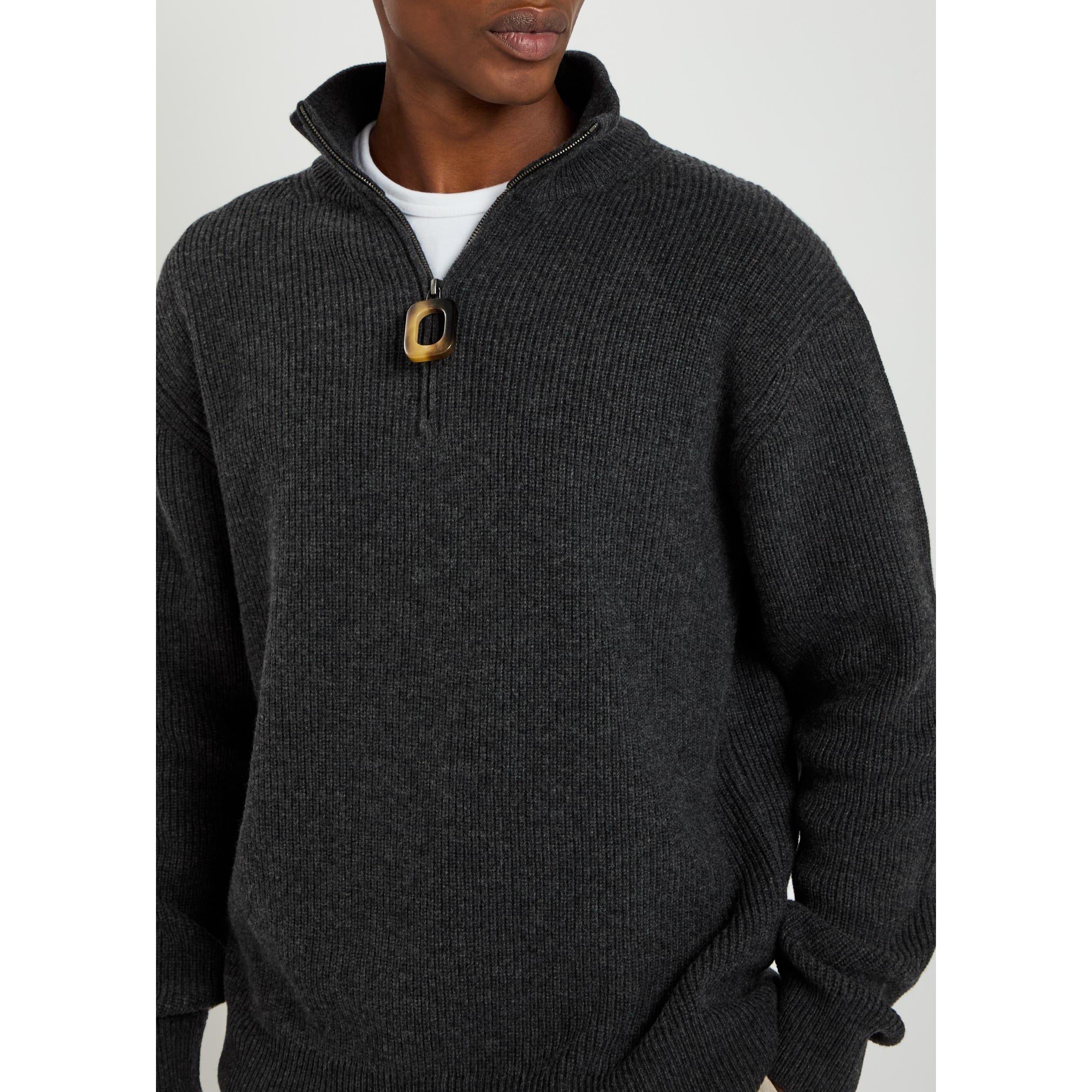 GREY AND OTHER - JW Anderson - Men's 1/4 Zip Wool Jumper - 4
