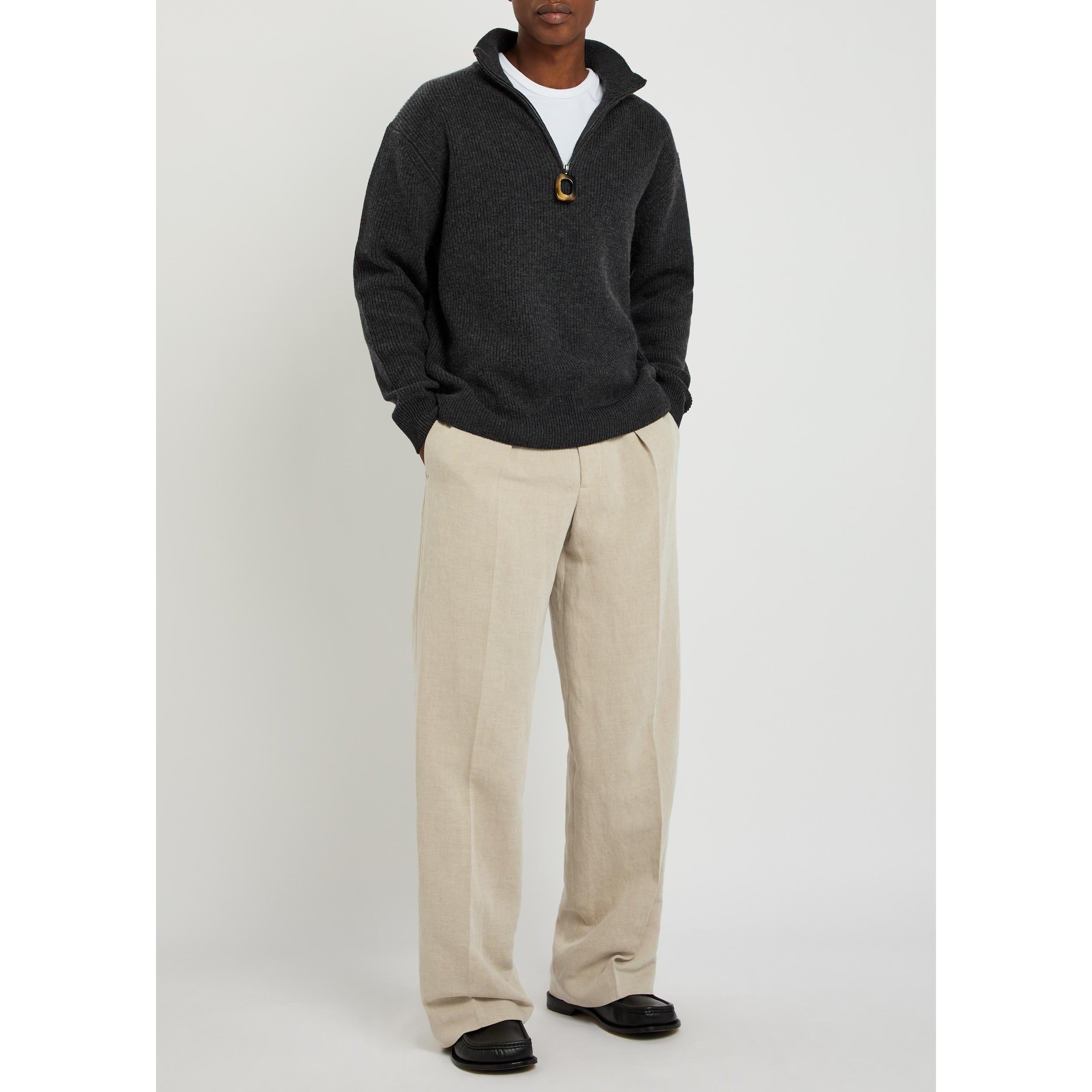 GREY AND OTHER - JW Anderson - Men's 1/4 Zip Wool Jumper - 5