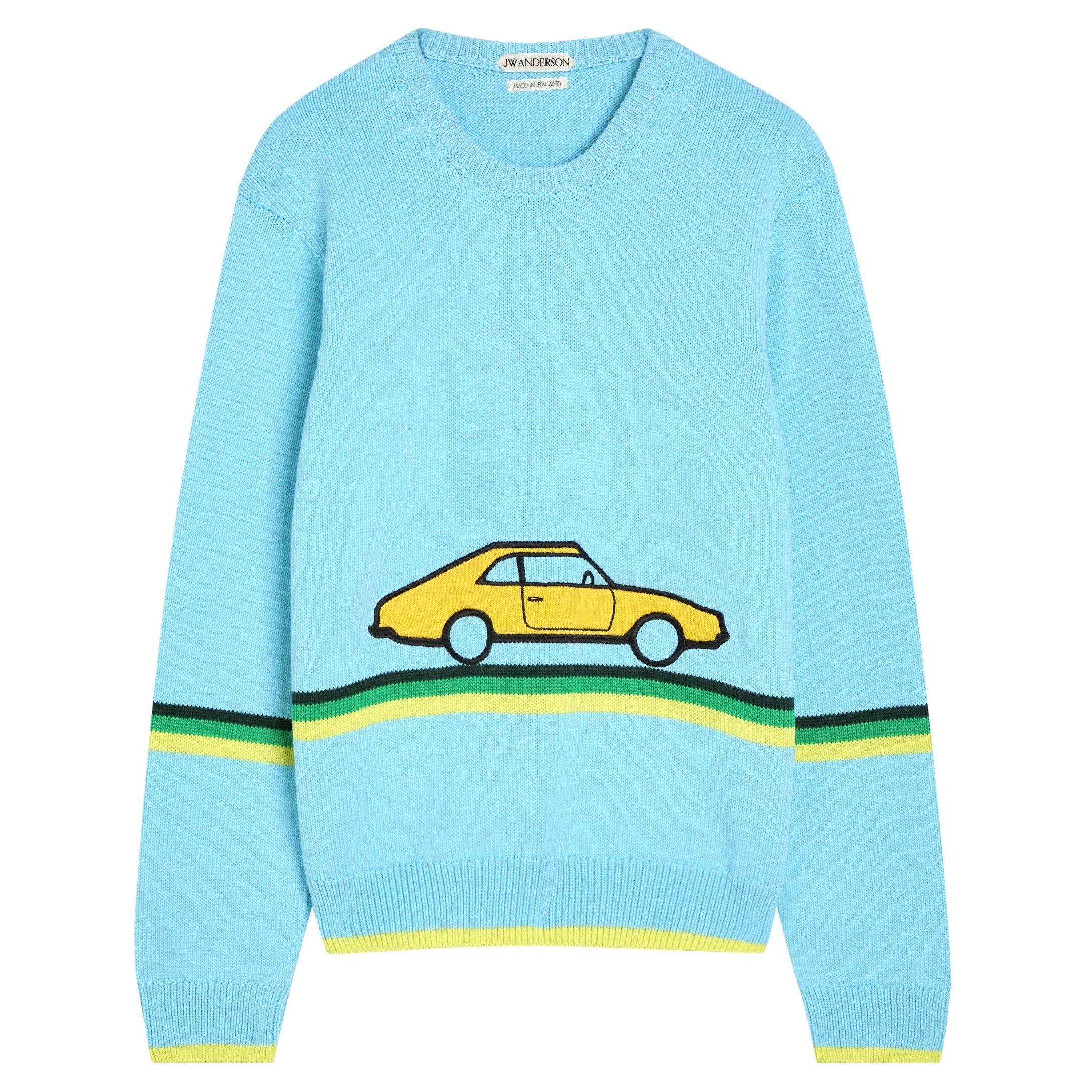 BLUE - JW Anderson - Men's Car Cotton Crew-Neck Jumper - 1